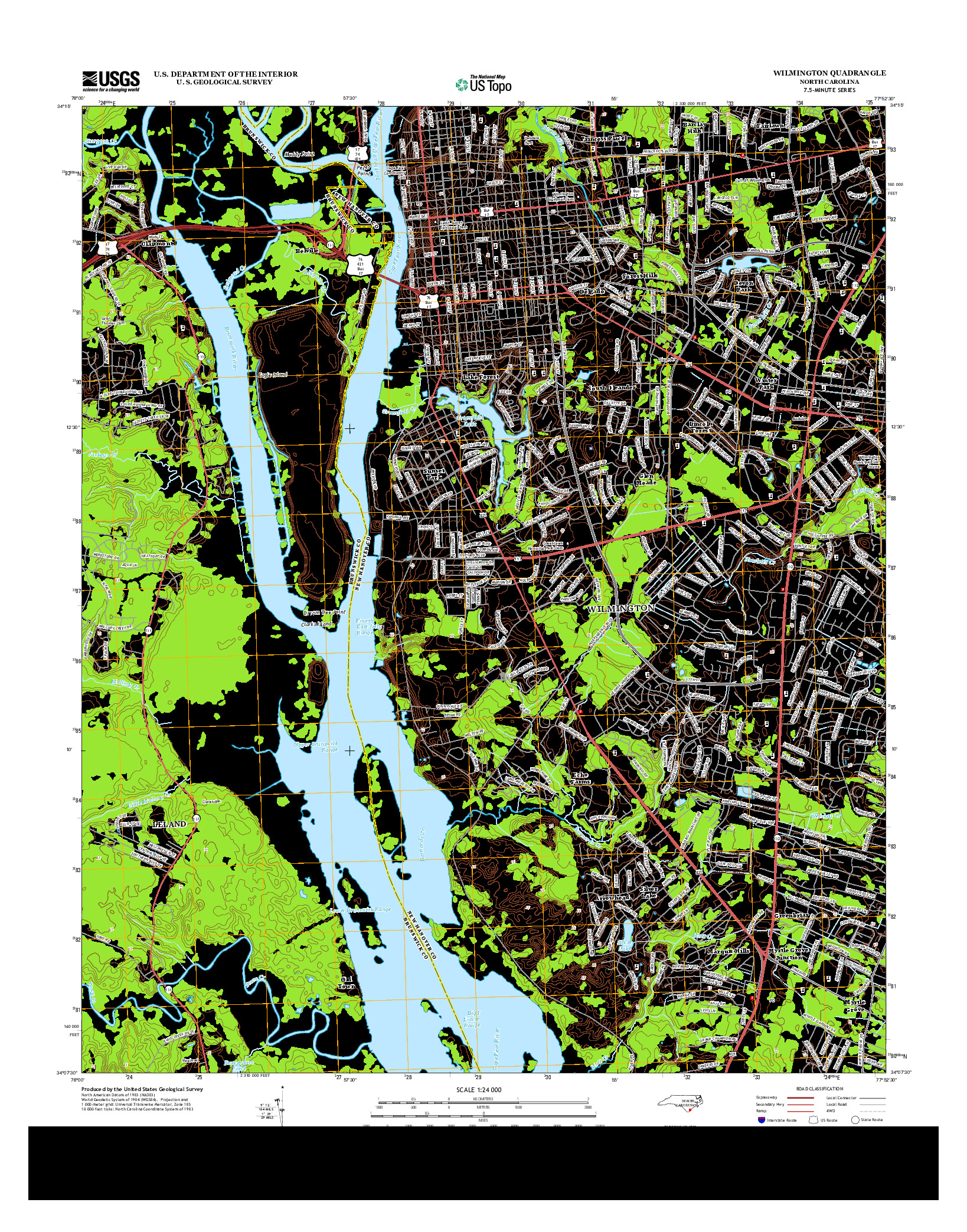 USGS US TOPO 7.5-MINUTE MAP FOR WILMINGTON, NC 2013