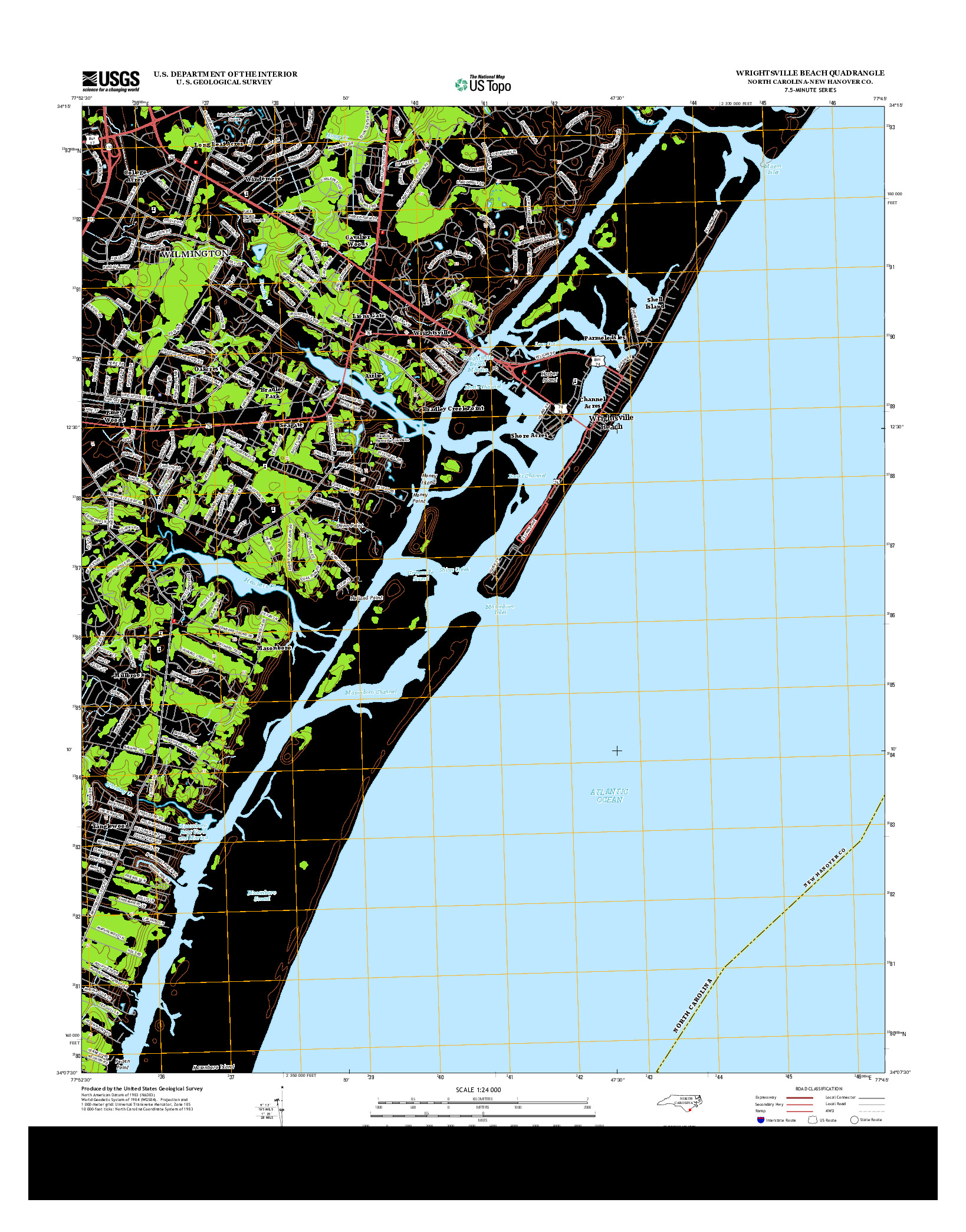 USGS US TOPO 7.5-MINUTE MAP FOR WRIGHTSVILLE BEACH, NC 2013