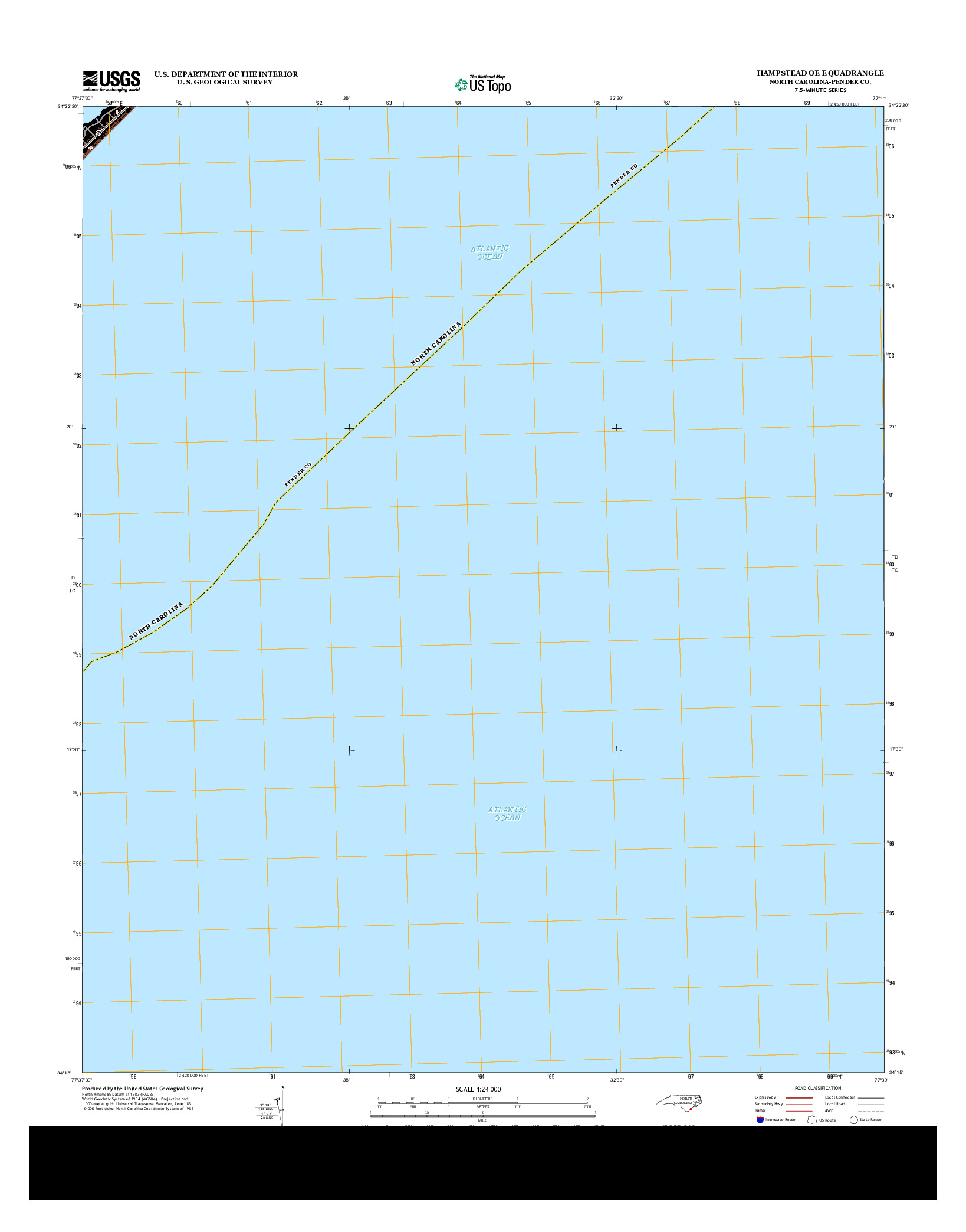 USGS US TOPO 7.5-MINUTE MAP FOR HAMPSTEAD OE E, NC 2013