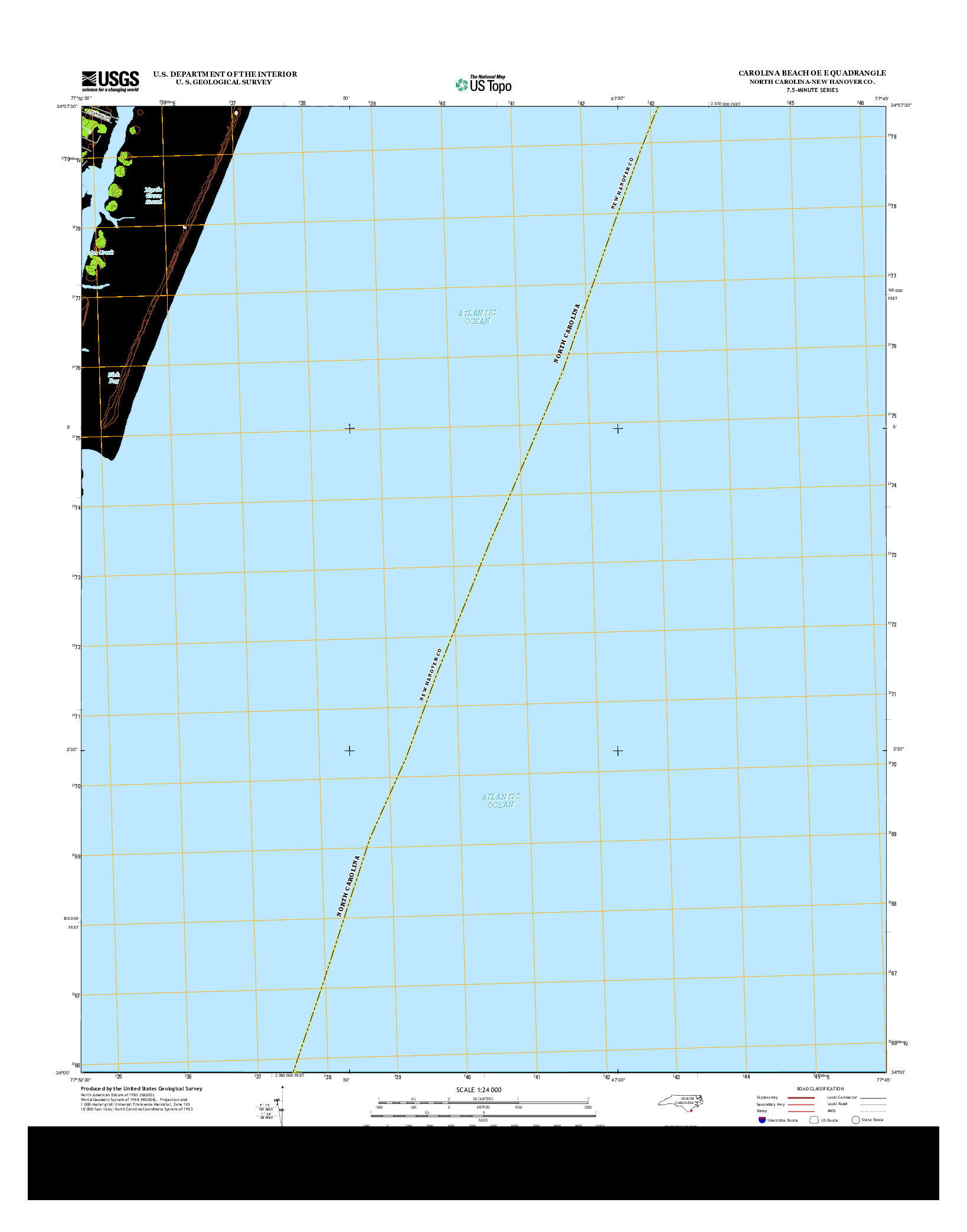 USGS US TOPO 7.5-MINUTE MAP FOR CAROLINA BEACH OE E, NC 2013