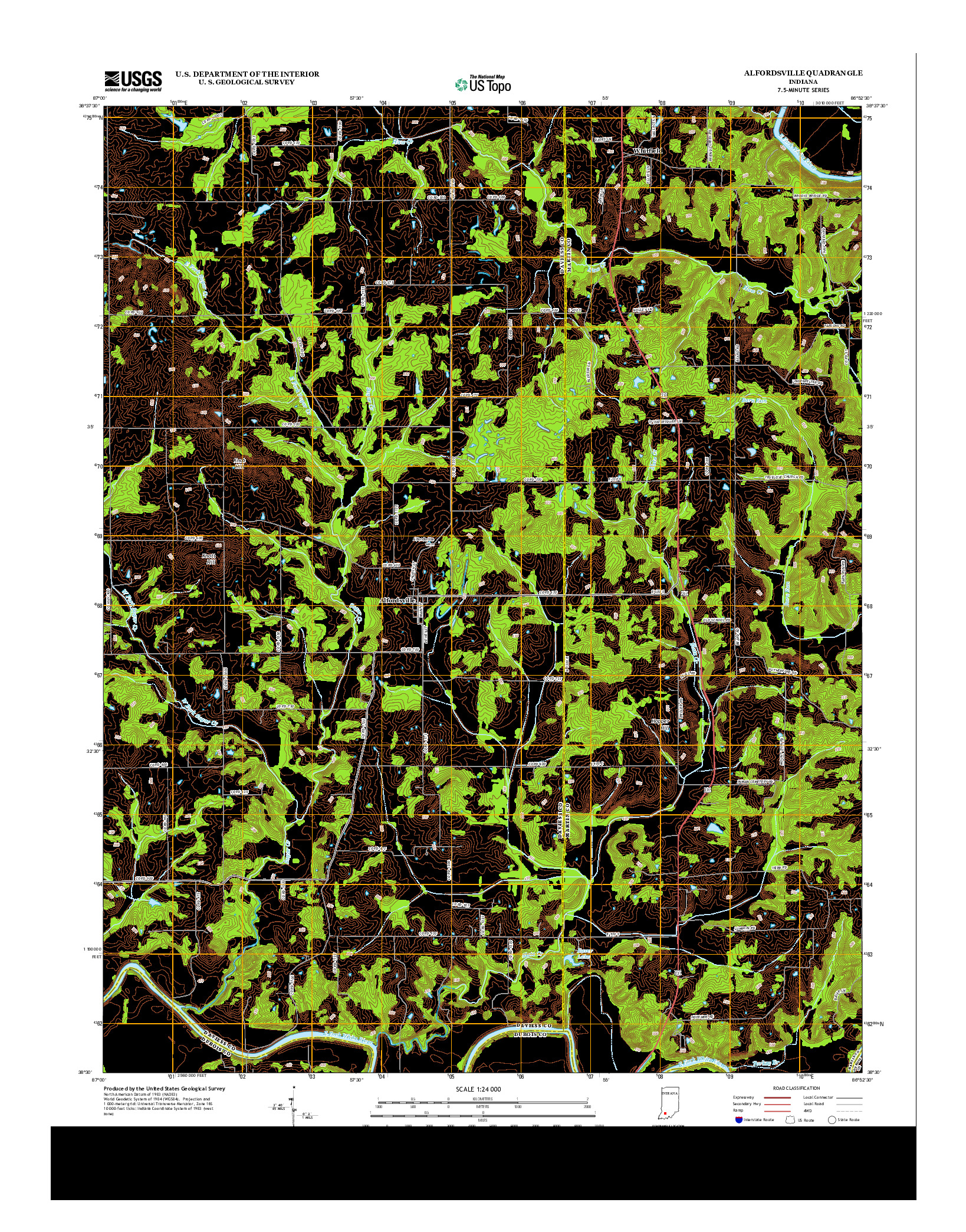 USGS US TOPO 7.5-MINUTE MAP FOR ALFORDSVILLE, IN 2013