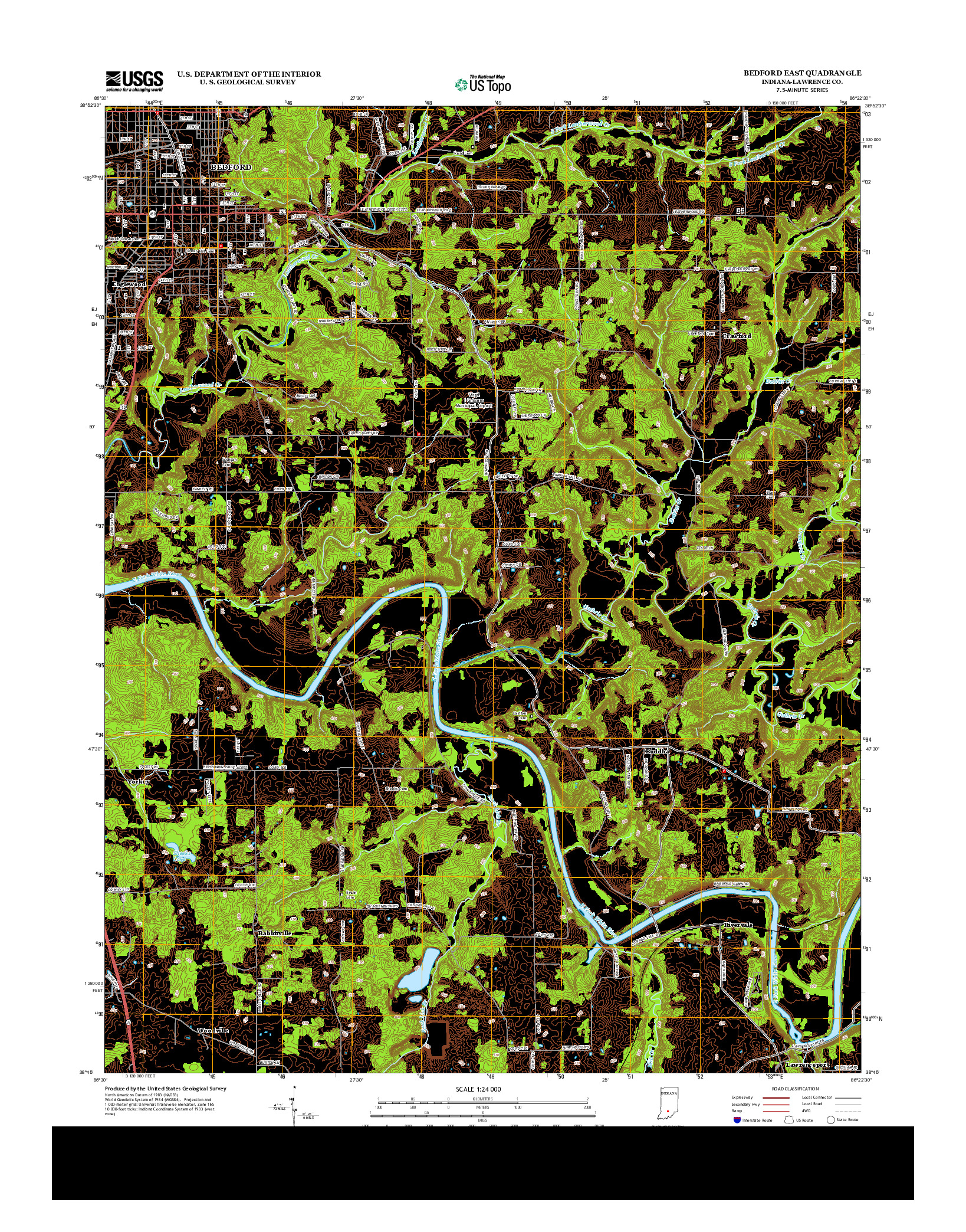 USGS US TOPO 7.5-MINUTE MAP FOR BEDFORD EAST, IN 2013
