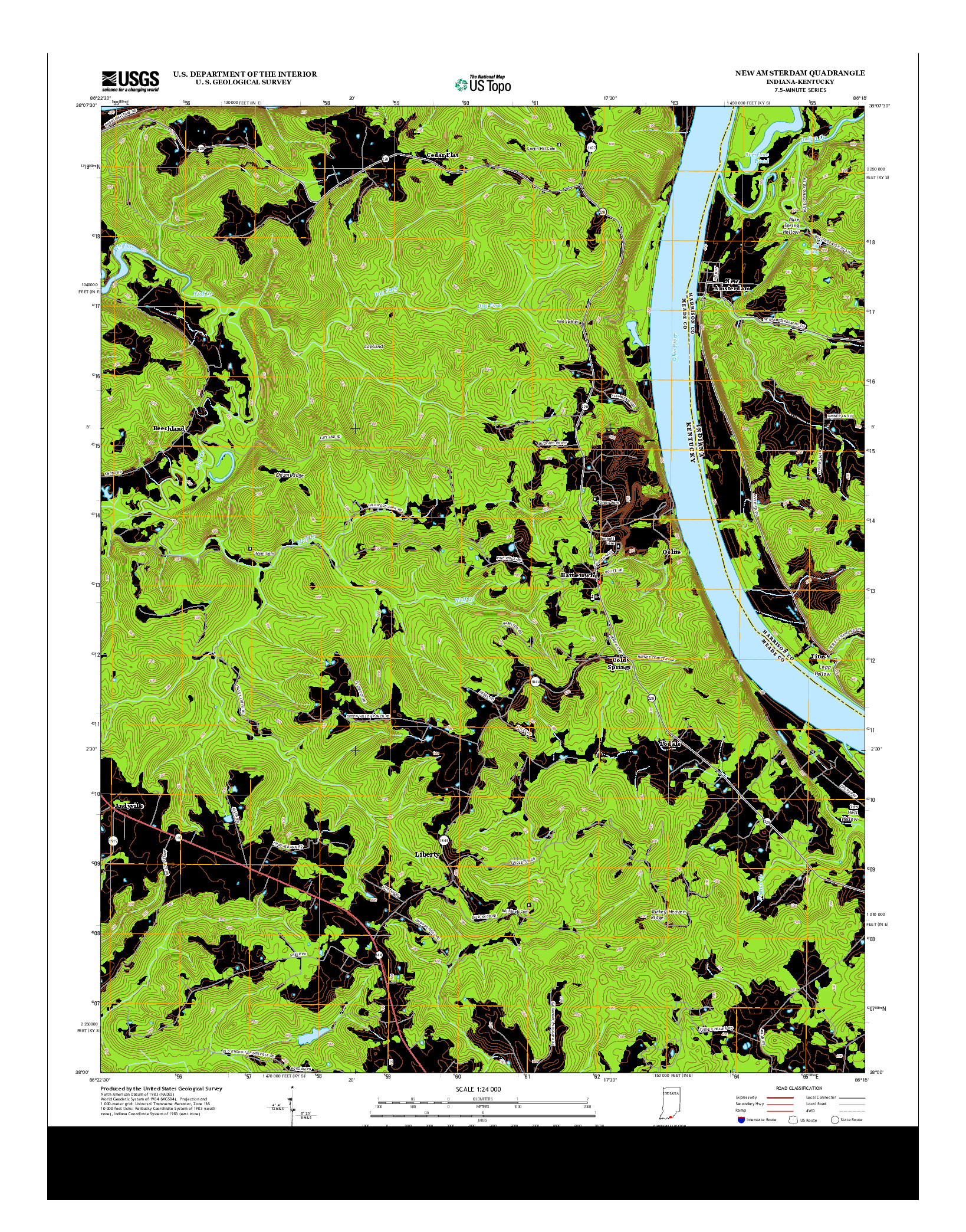 USGS US TOPO 7.5-MINUTE MAP FOR NEW AMSTERDAM, IN-KY 2013