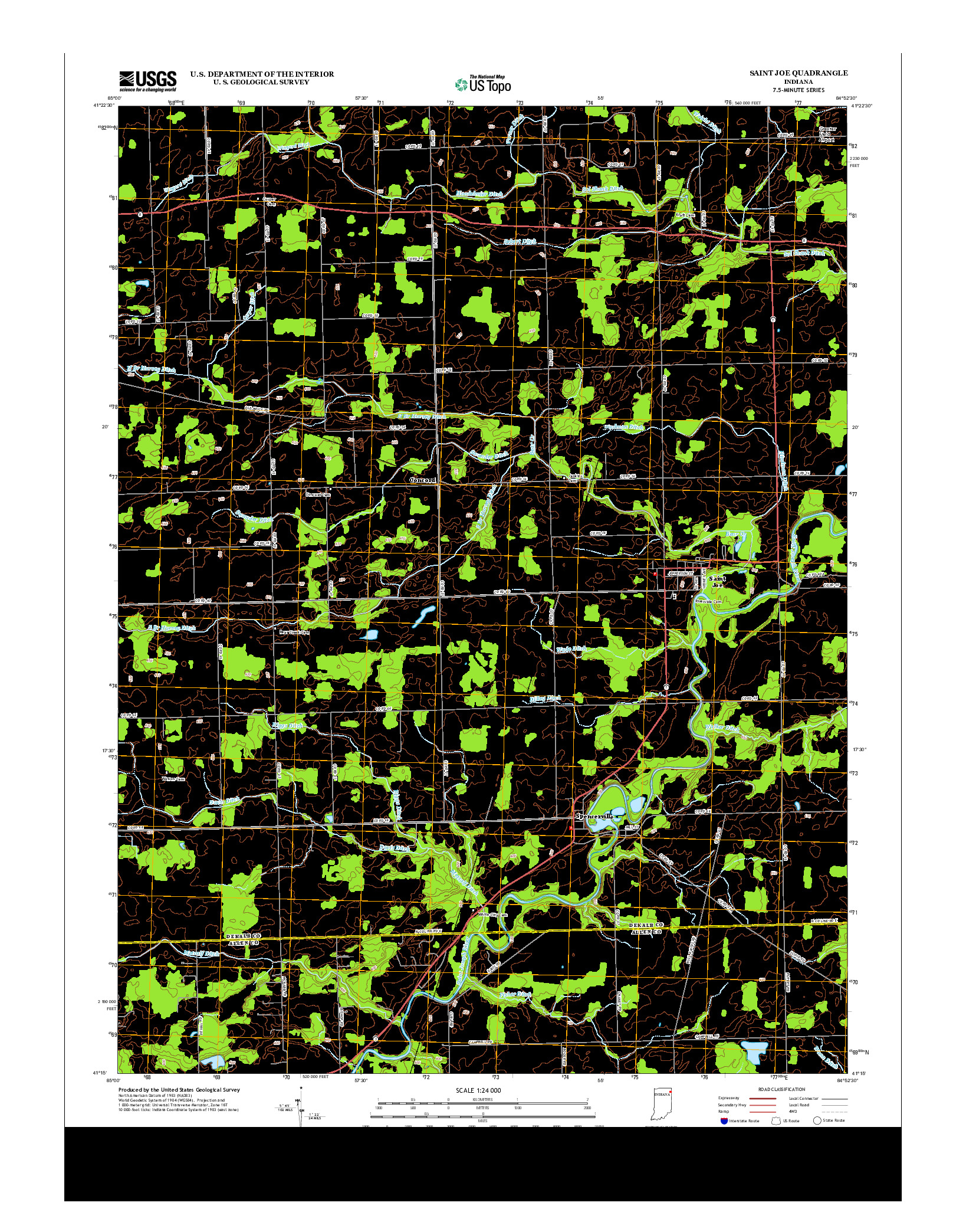 USGS US TOPO 7.5-MINUTE MAP FOR SAINT JOE, IN 2013