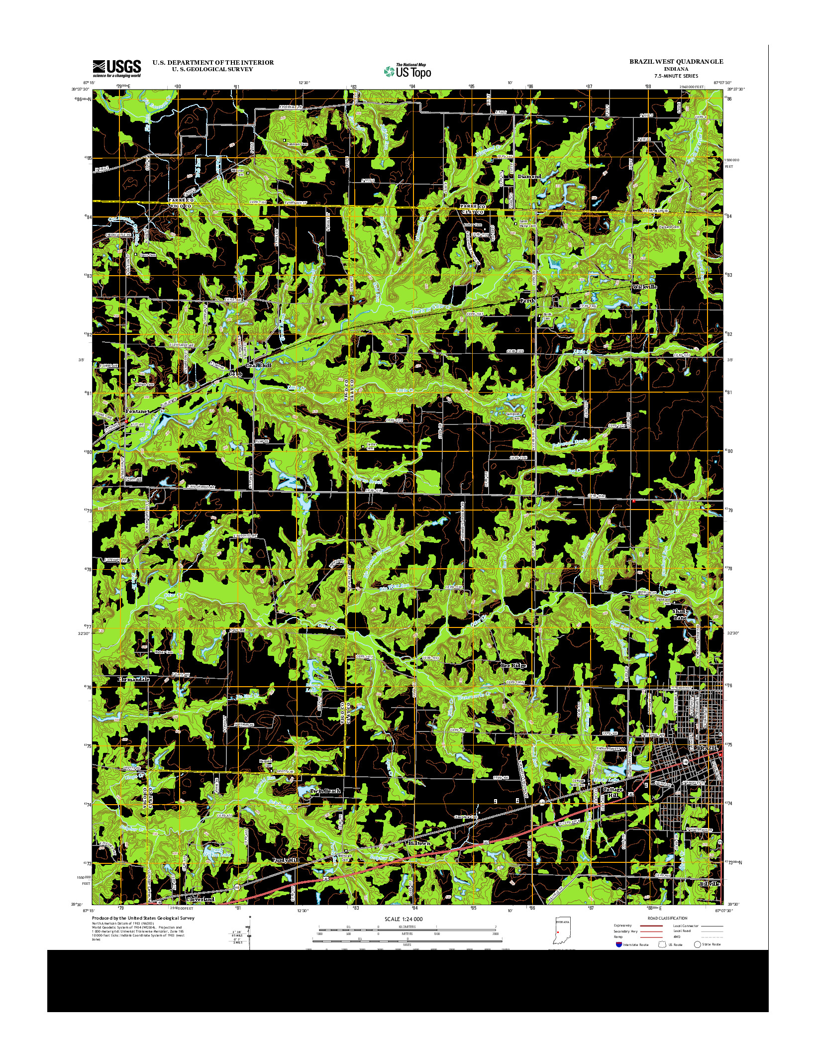 USGS US TOPO 7.5-MINUTE MAP FOR BRAZIL WEST, IN 2013