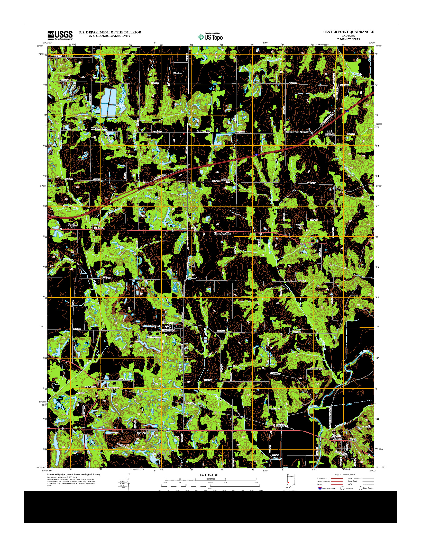 USGS US TOPO 7.5-MINUTE MAP FOR CENTER POINT, IN 2013