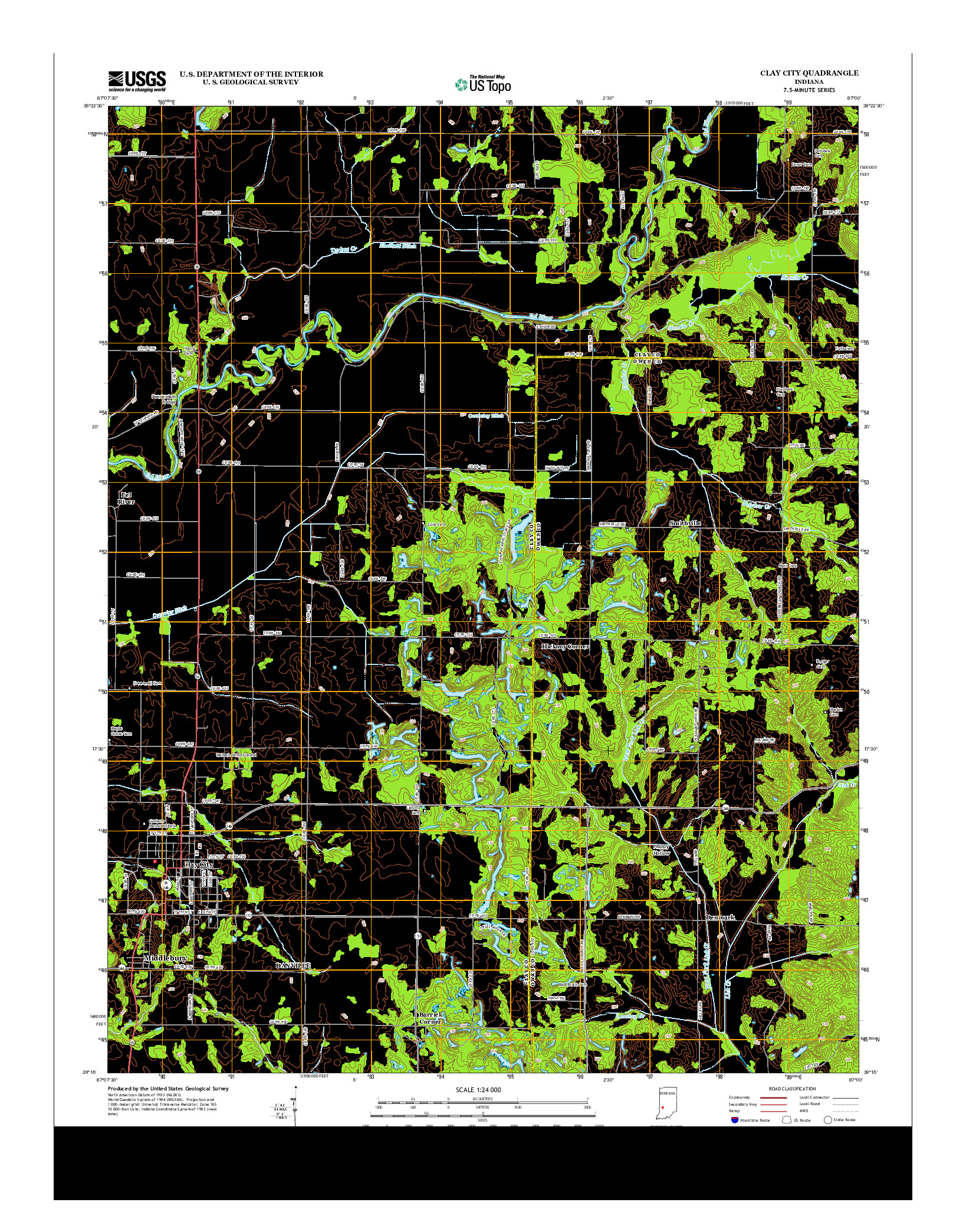 USGS US TOPO 7.5-MINUTE MAP FOR CLAY CITY, IN 2013