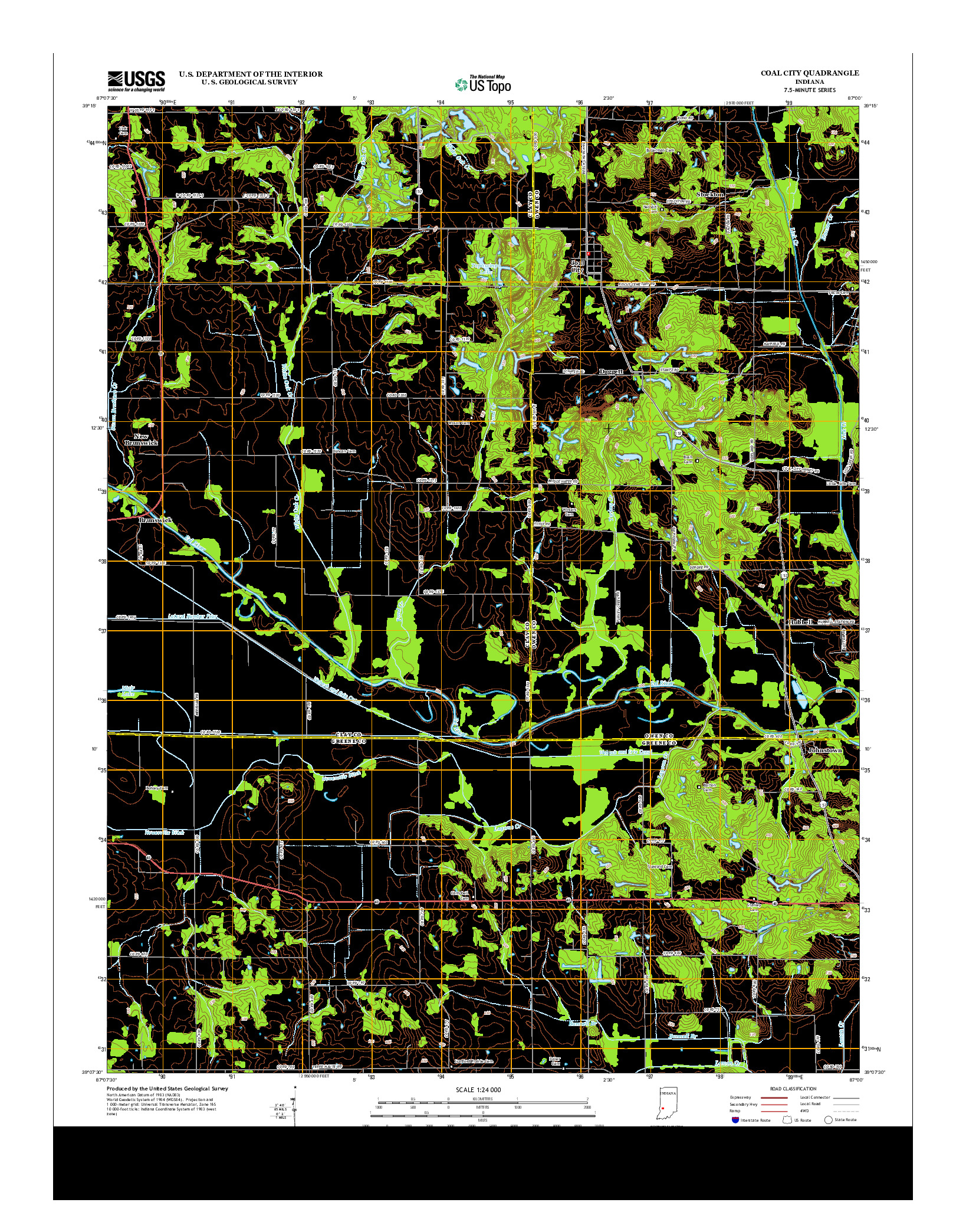 USGS US TOPO 7.5-MINUTE MAP FOR COAL CITY, IN 2013