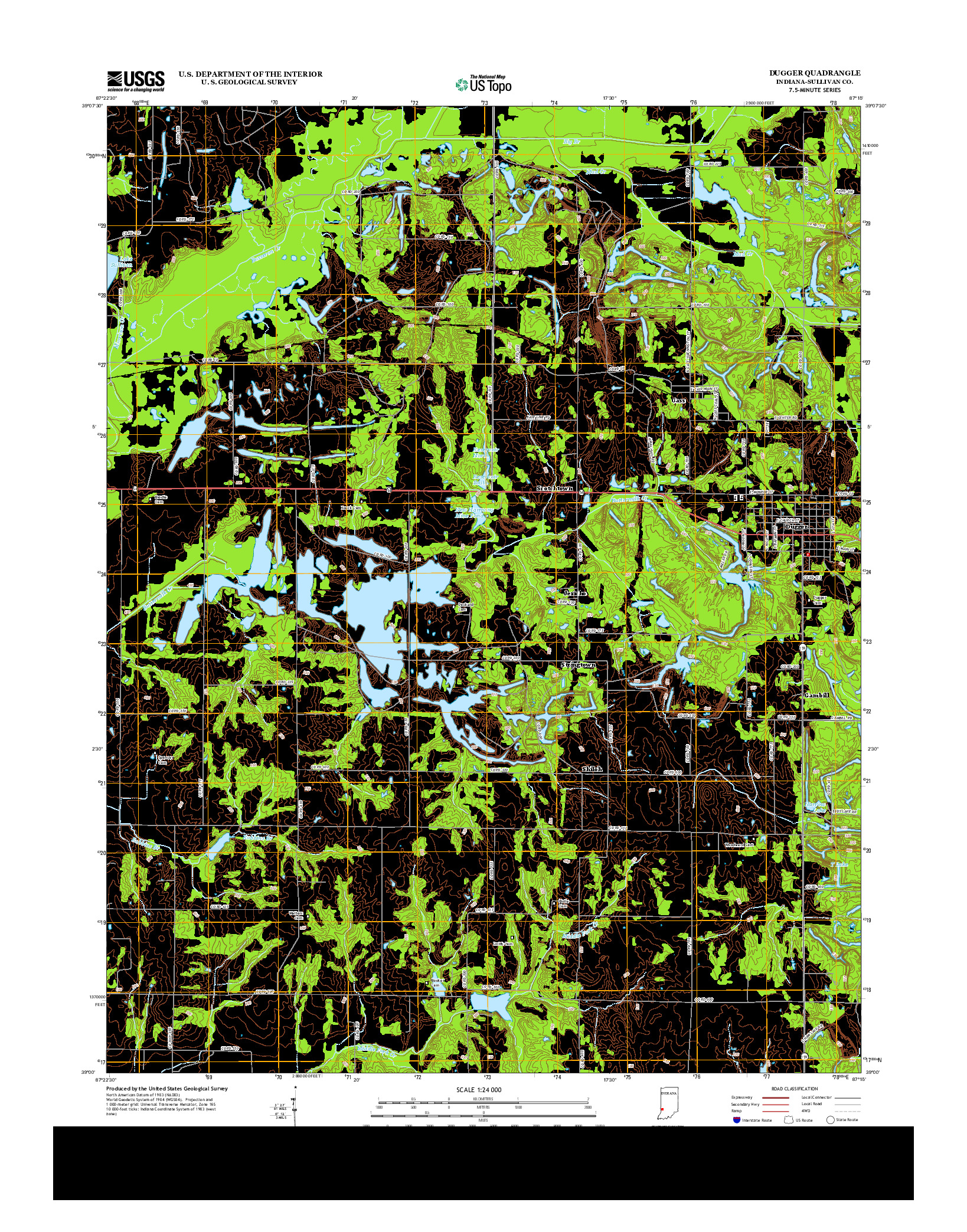 USGS US TOPO 7.5-MINUTE MAP FOR DUGGER, IN 2013