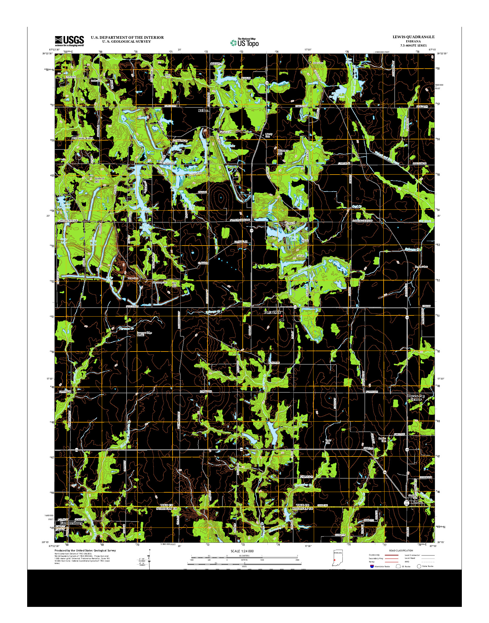 USGS US TOPO 7.5-MINUTE MAP FOR LEWIS, IN 2013