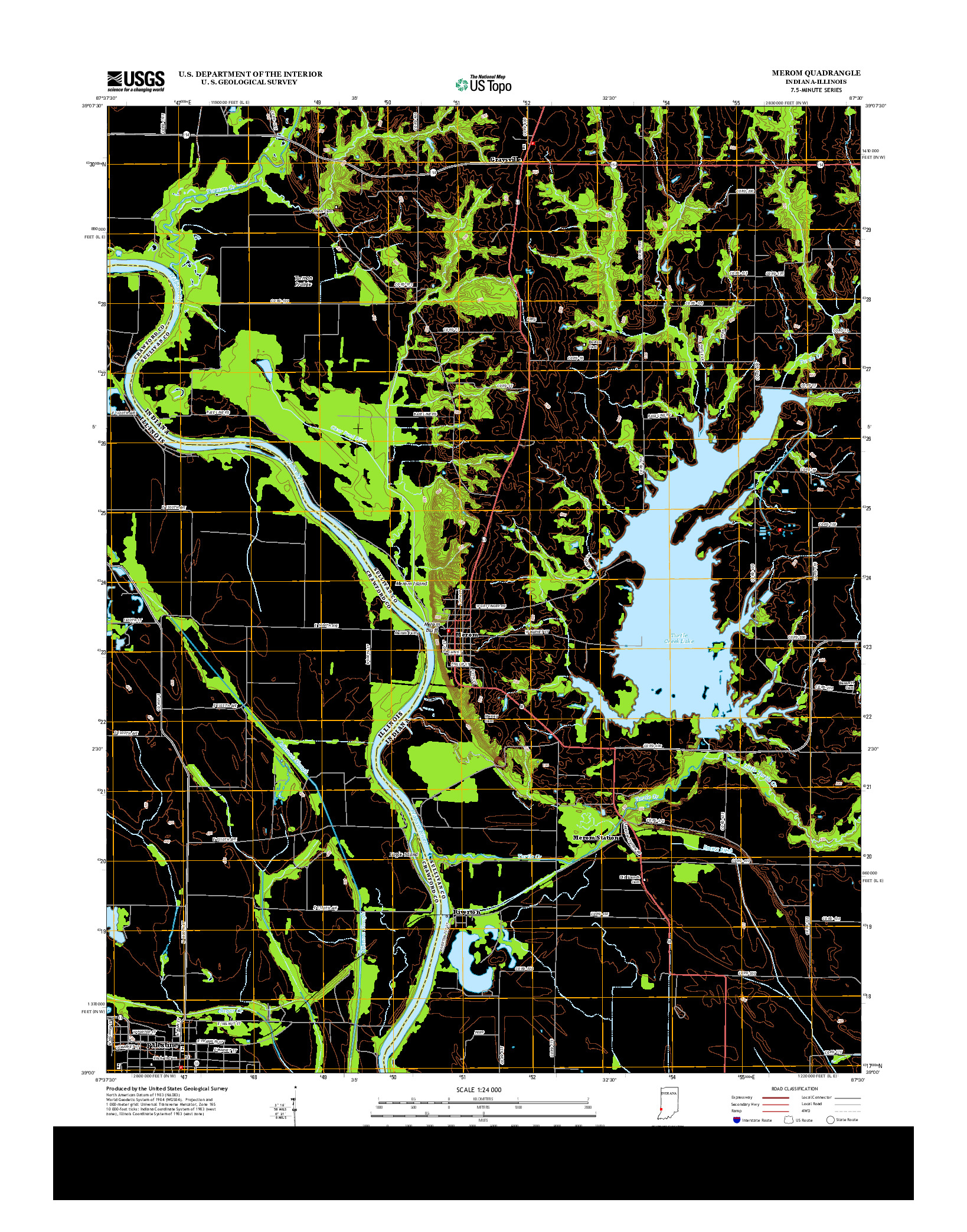 USGS US TOPO 7.5-MINUTE MAP FOR MEROM, IN-IL 2013