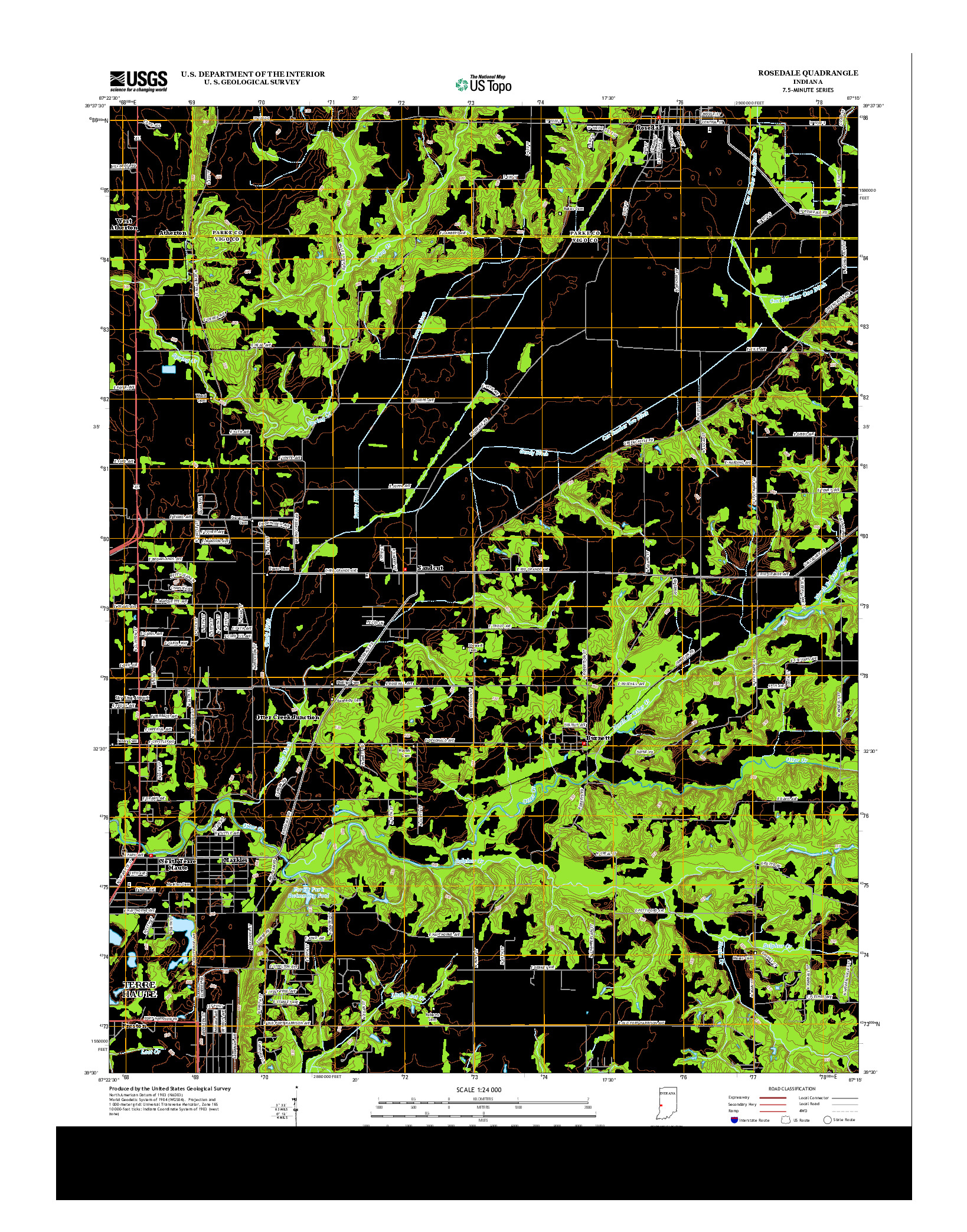 USGS US TOPO 7.5-MINUTE MAP FOR ROSEDALE, IN 2013