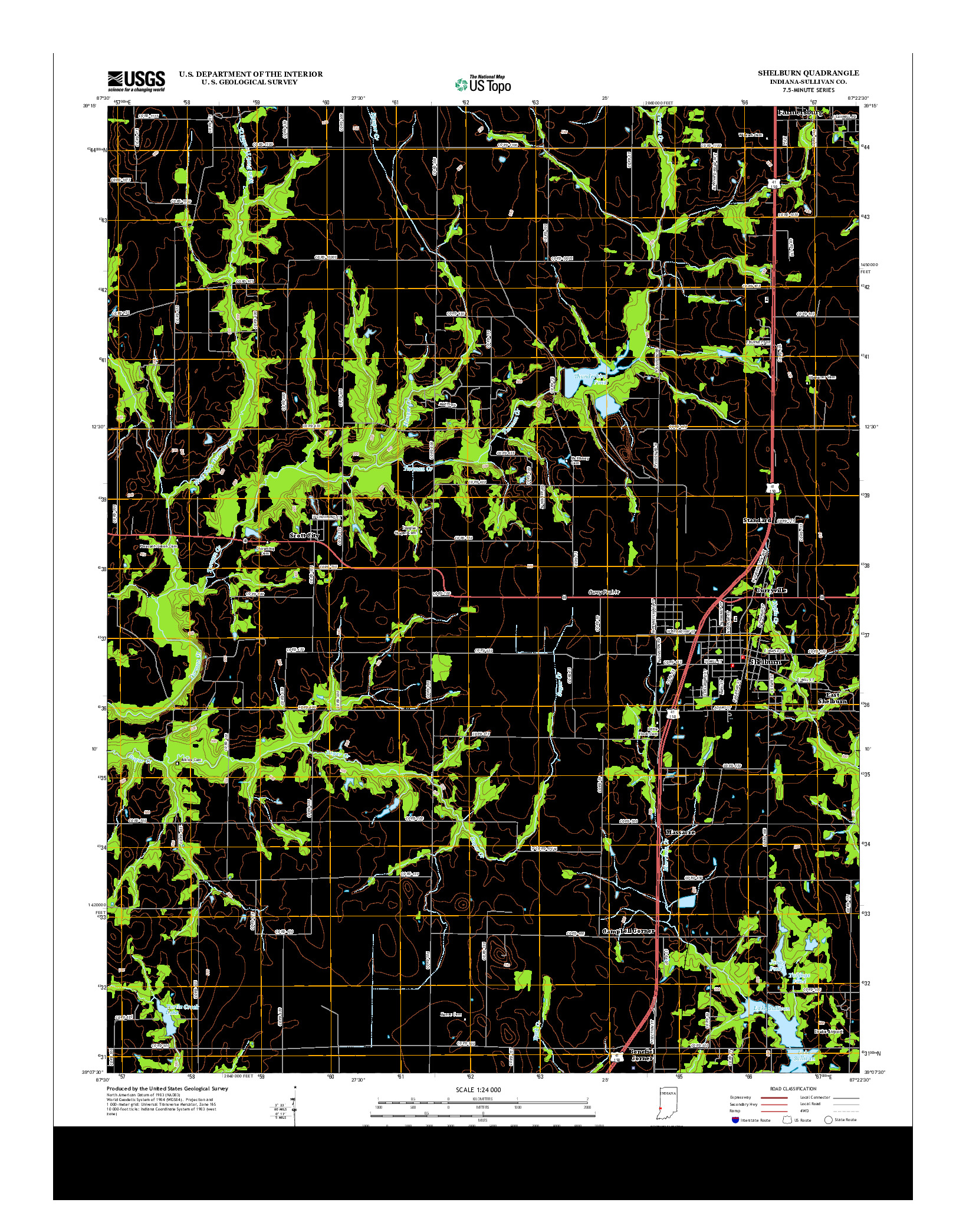 USGS US TOPO 7.5-MINUTE MAP FOR SHELBURN, IN 2013