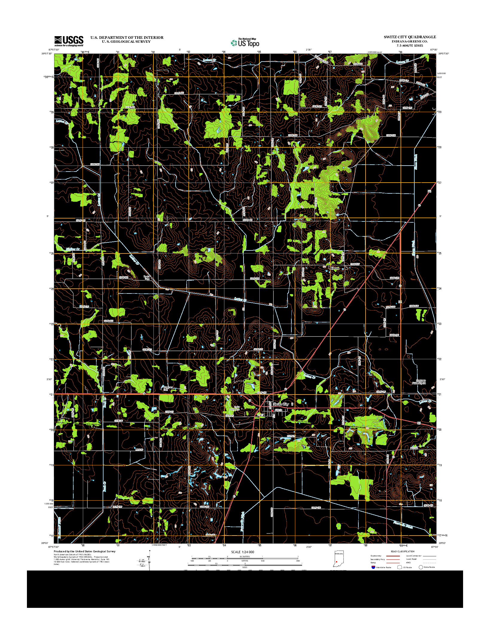 USGS US TOPO 7.5-MINUTE MAP FOR SWITZ CITY, IN 2013