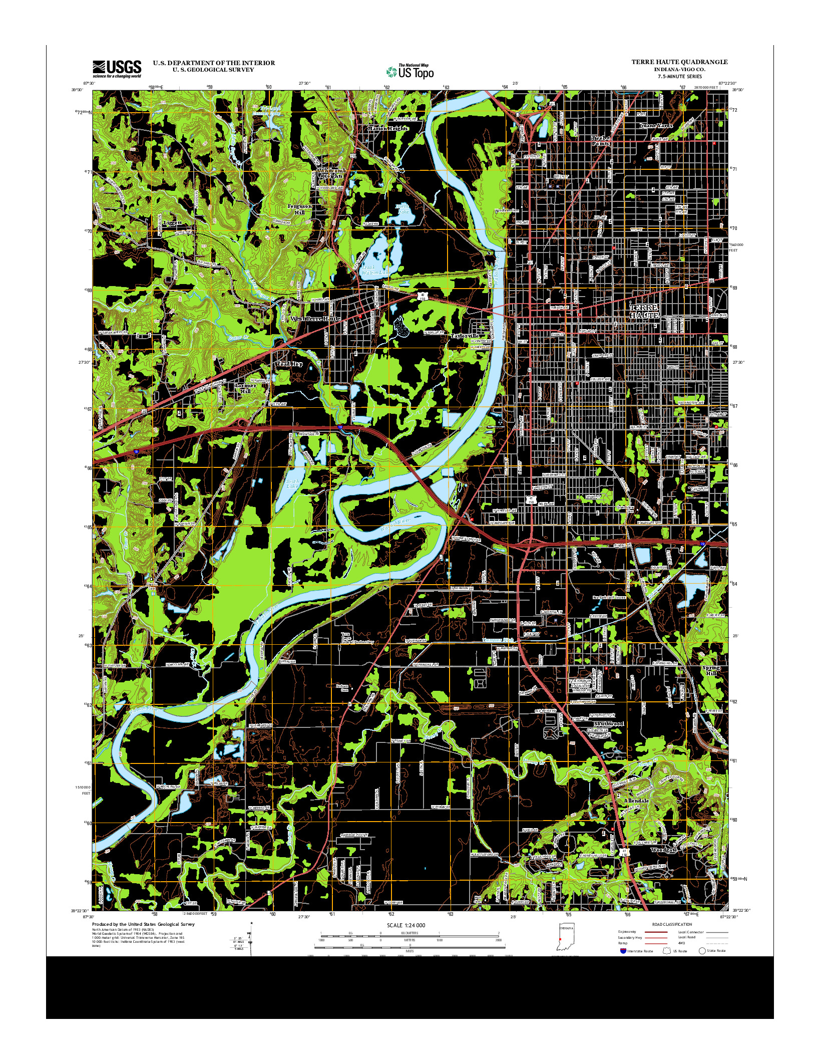 USGS US TOPO 7.5-MINUTE MAP FOR TERRE HAUTE, IN 2013