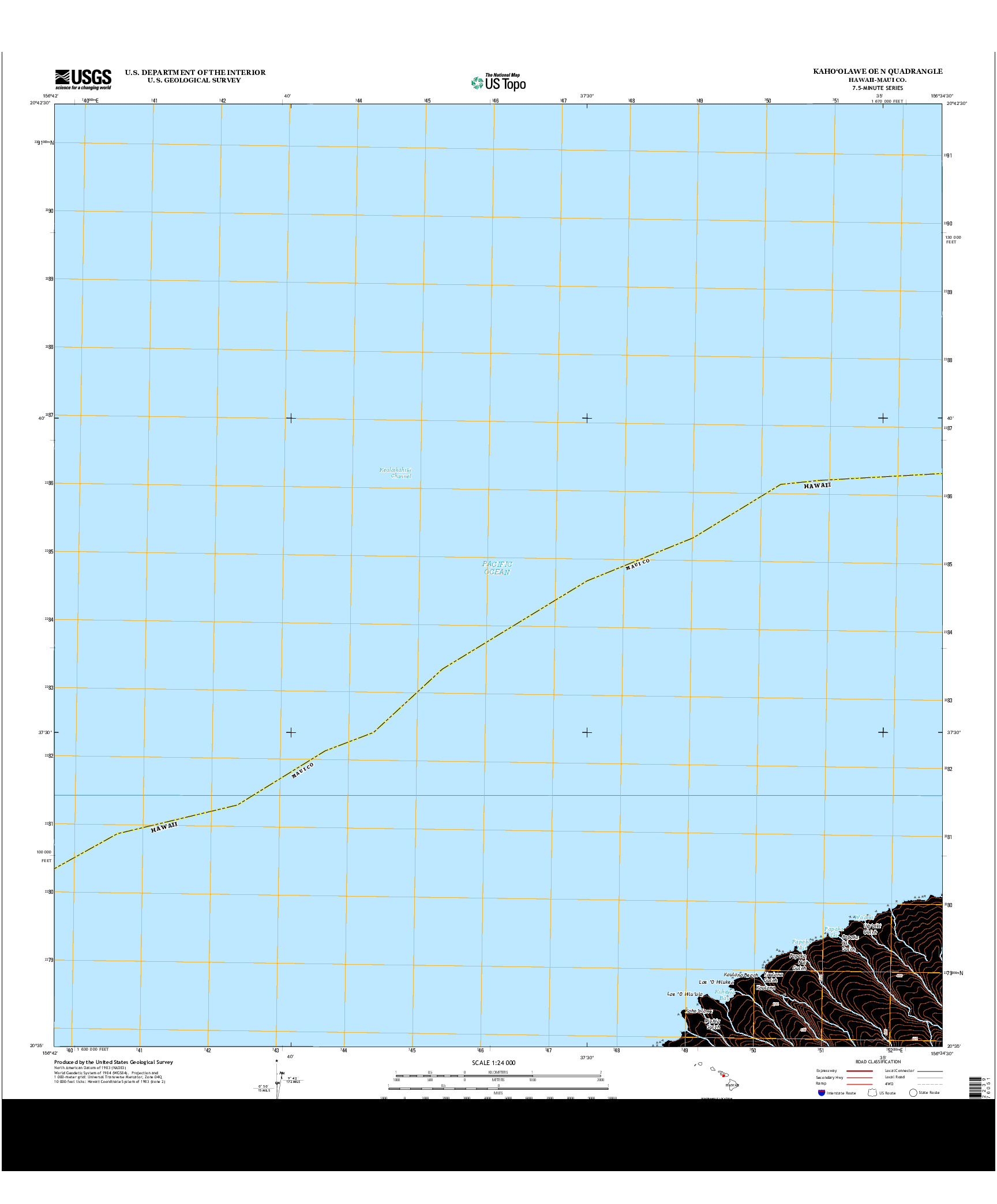 USGS US TOPO 7.5-MINUTE MAP FOR KAHO`OLAWE OE N, HI 2013