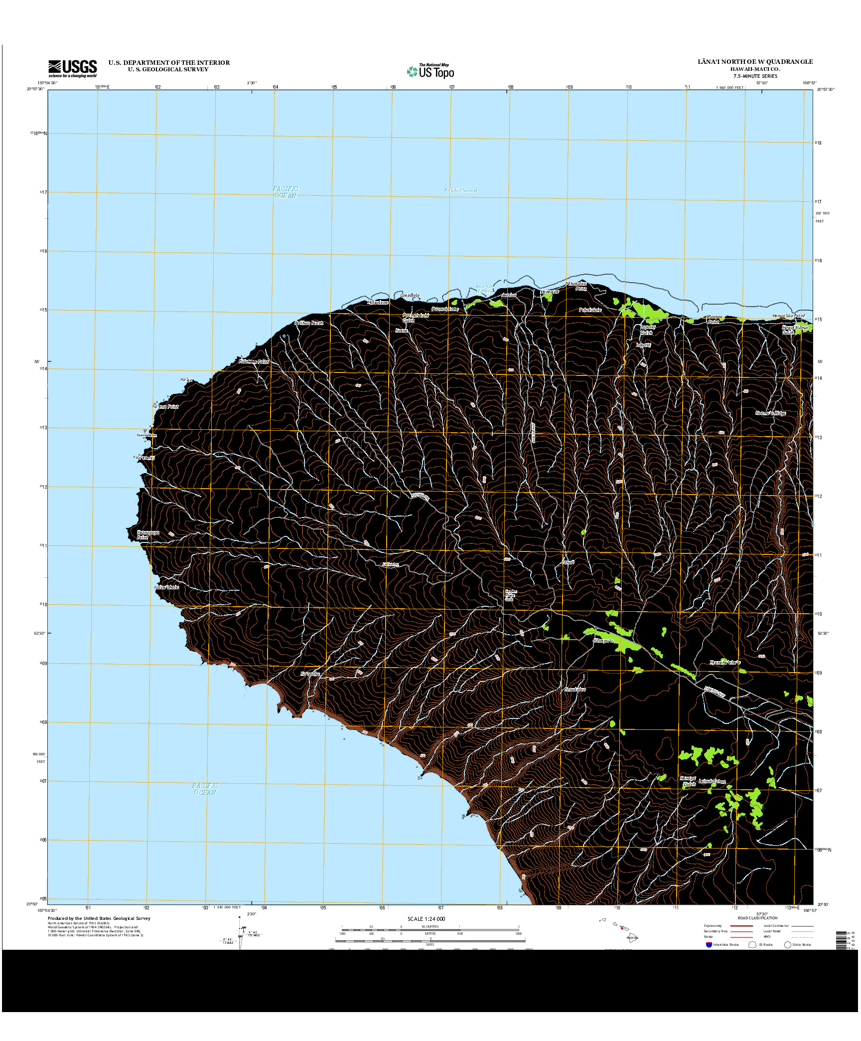 USGS US TOPO 7.5-MINUTE MAP FOR LANA`I NORTH OE W, HI 2013