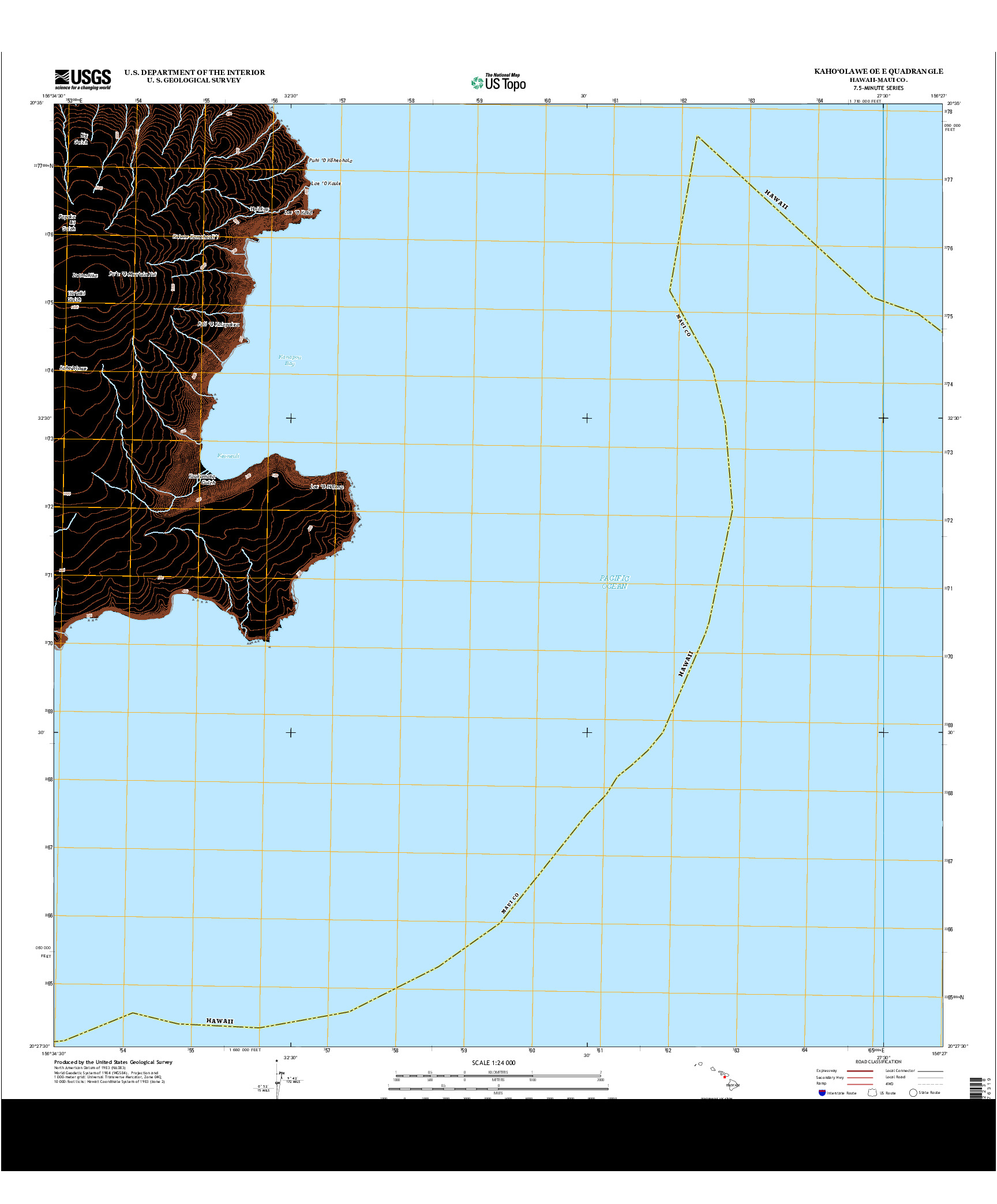 USGS US TOPO 7.5-MINUTE MAP FOR KAHO`OLAWE OE E, HI 2013