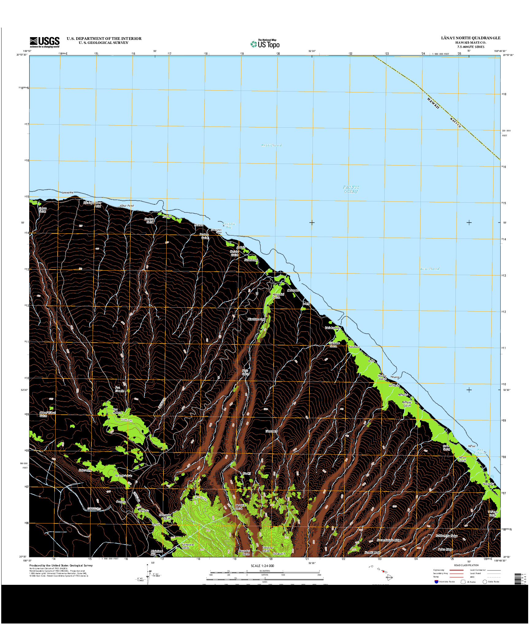 USGS US TOPO 7.5-MINUTE MAP FOR LANA`I NORTH, HI 2013
