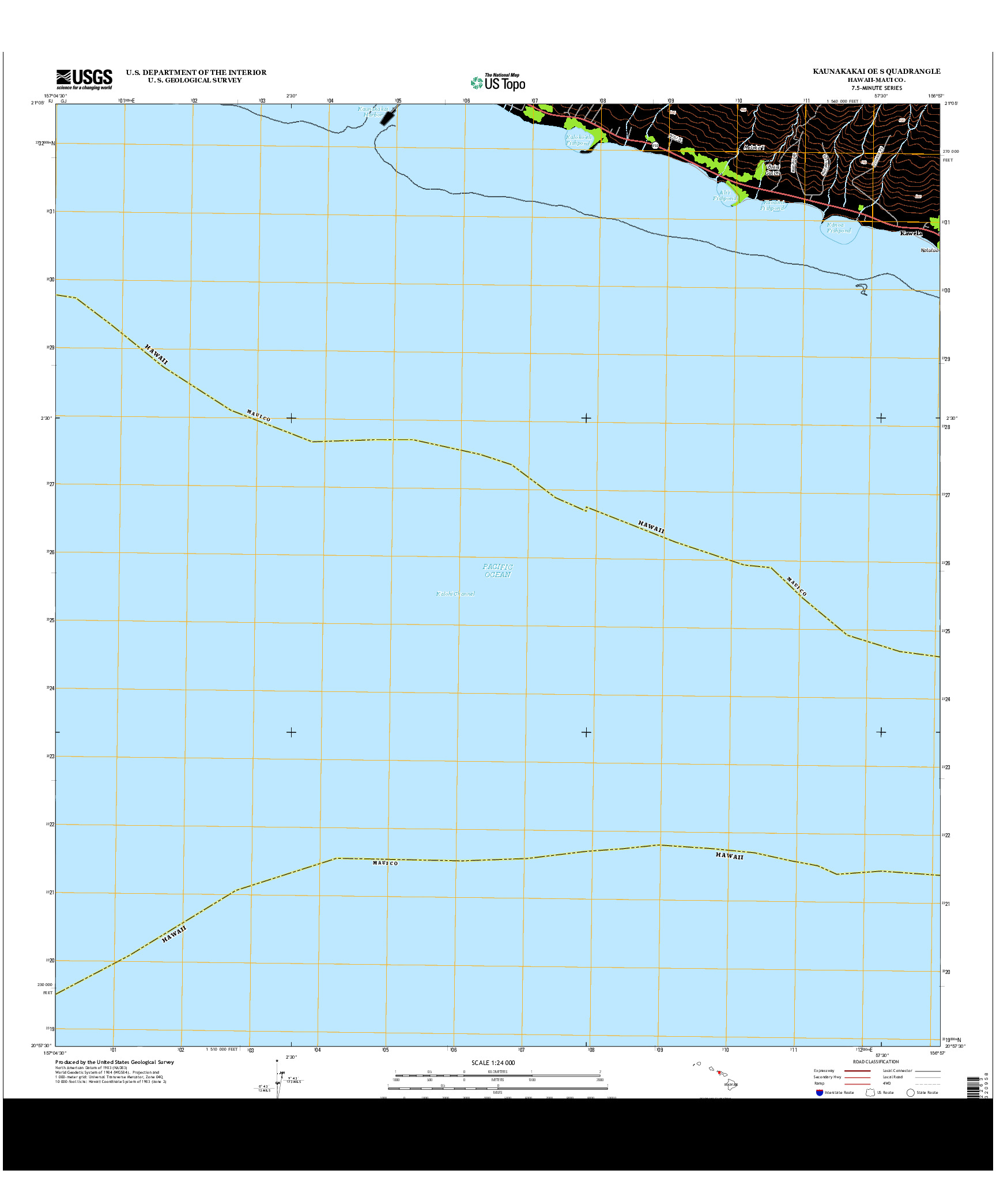 USGS US TOPO 7.5-MINUTE MAP FOR KAUNAKAKAI OE S, HI 2013