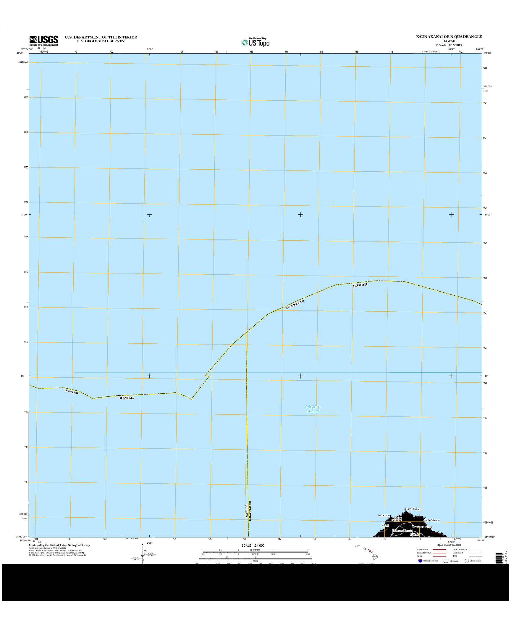 USGS US TOPO 7.5-MINUTE MAP FOR KAUNAKAKAI OE N, HI 2013