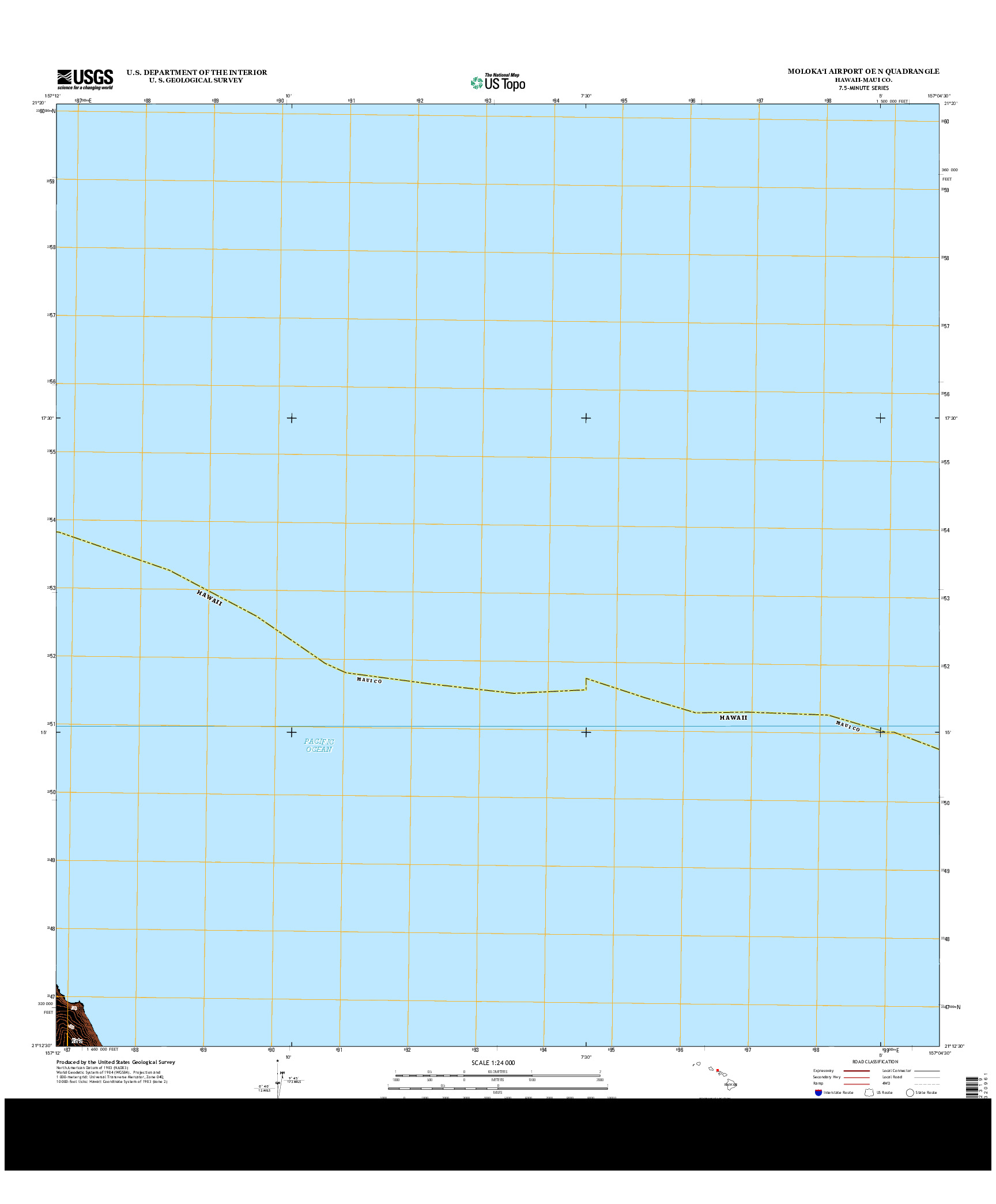 USGS US TOPO 7.5-MINUTE MAP FOR MOLOKA`I AIRPORT OE N, HI 2013