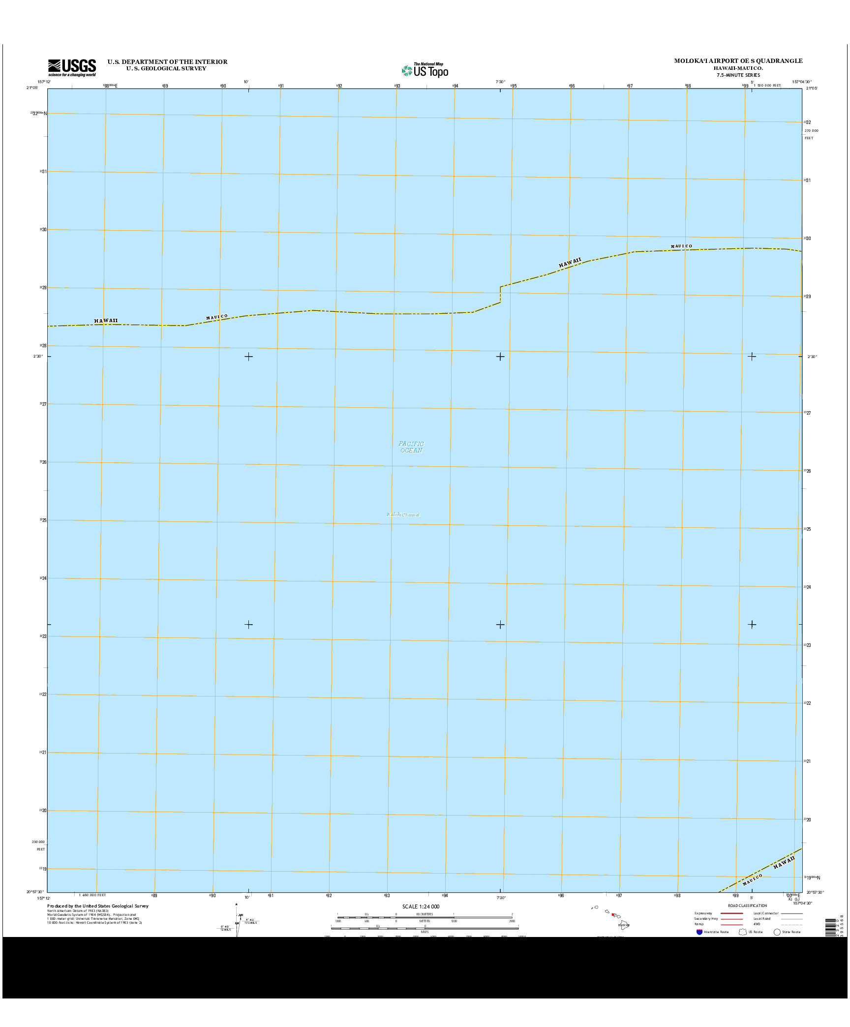 USGS US TOPO 7.5-MINUTE MAP FOR MOLOKA`I AIRPORT OE S, HI 2013