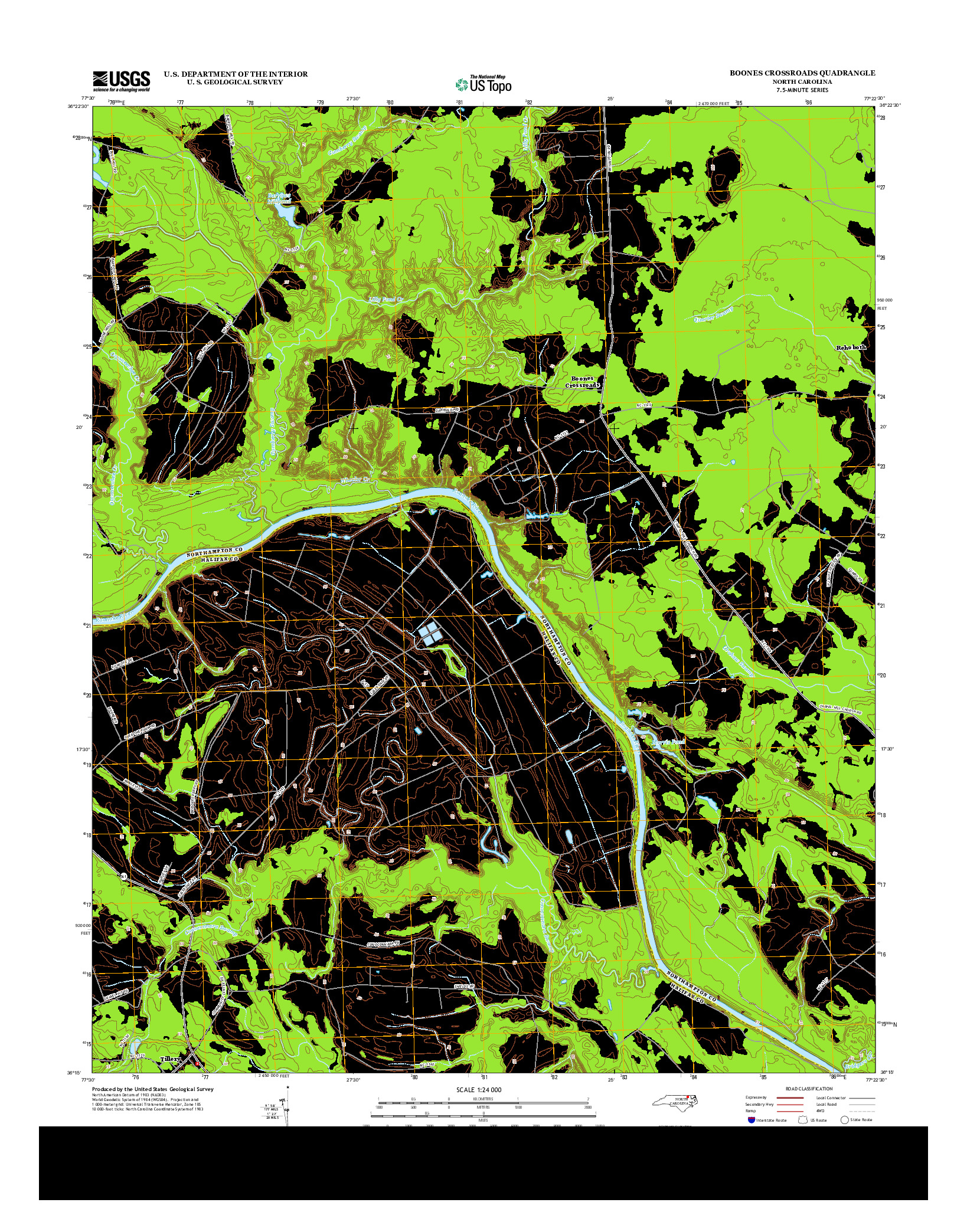 USGS US TOPO 7.5-MINUTE MAP FOR BOONES CROSSROADS, NC 2013