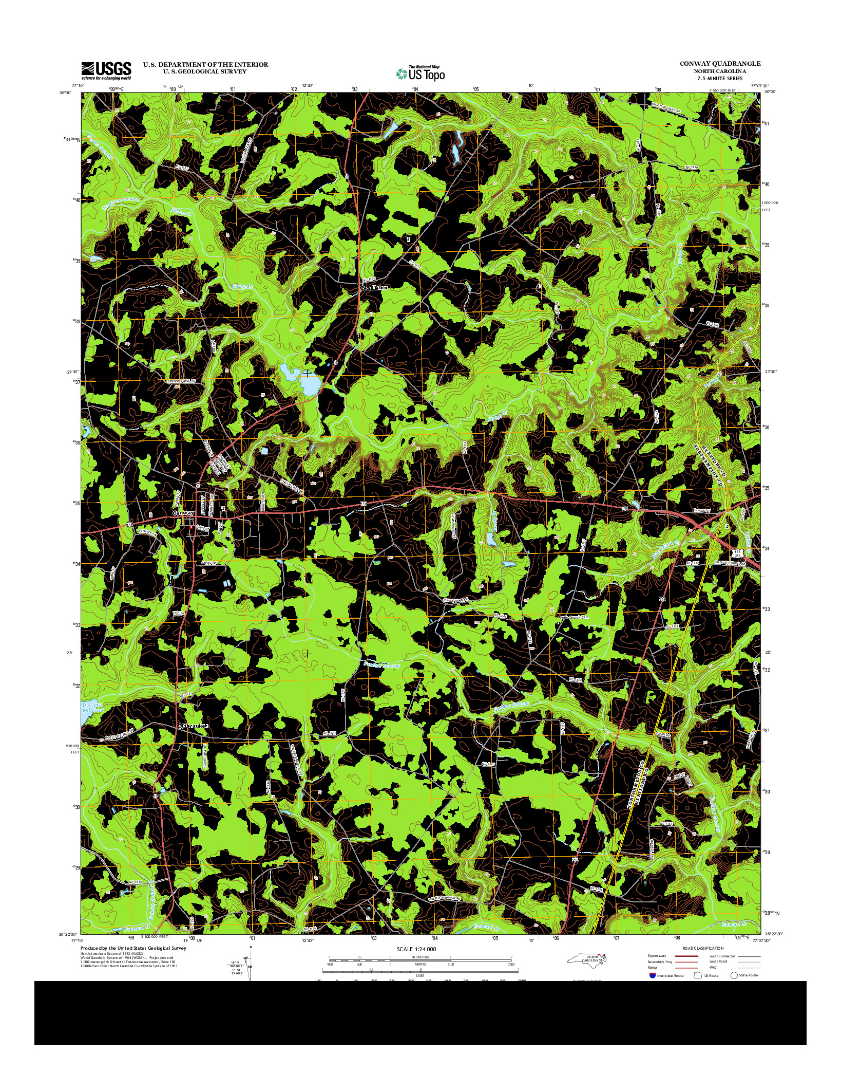 USGS US TOPO 7.5-MINUTE MAP FOR CONWAY, NC 2013