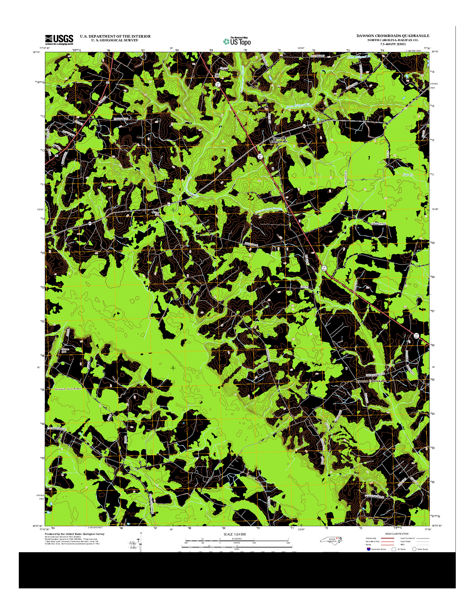 USGS US TOPO 7.5-MINUTE MAP FOR DAWSON CROSSROADS, NC 2013