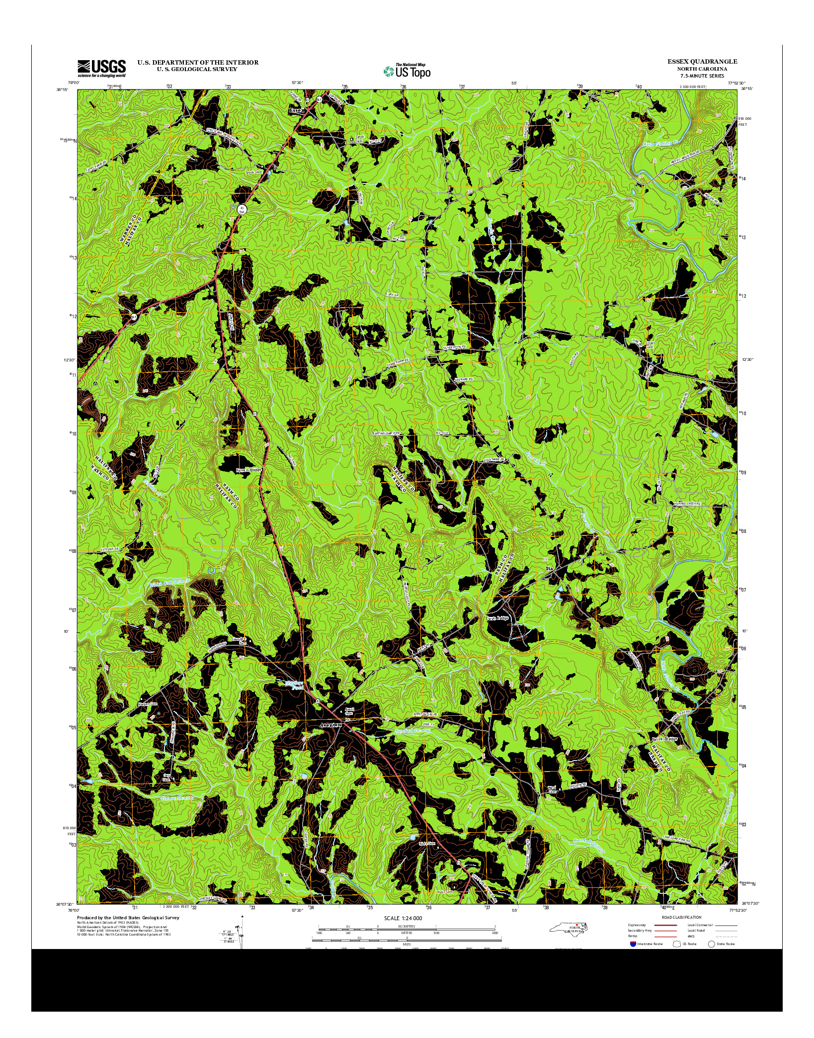 USGS US TOPO 7.5-MINUTE MAP FOR ESSEX, NC 2013