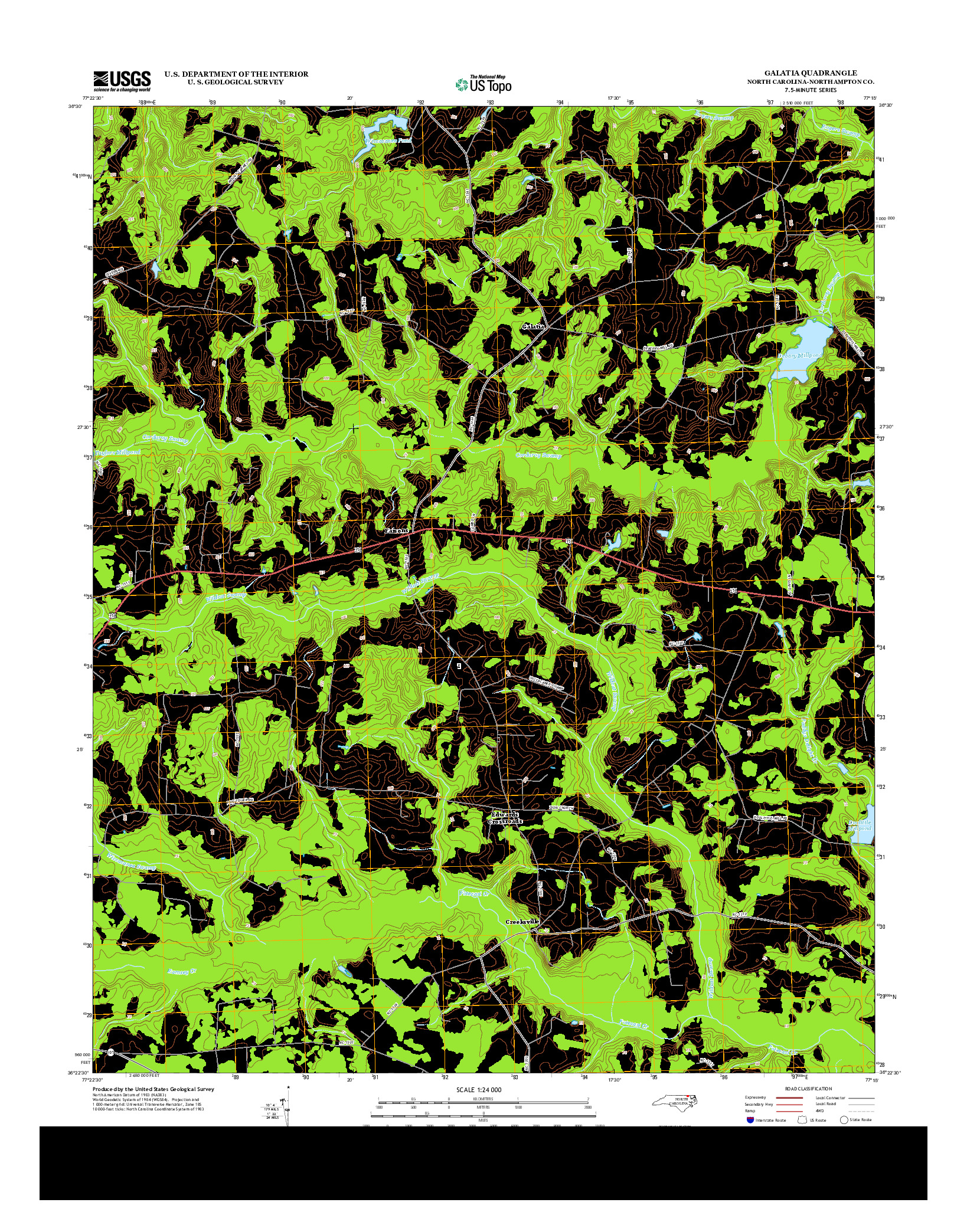 USGS US TOPO 7.5-MINUTE MAP FOR GALATIA, NC 2013