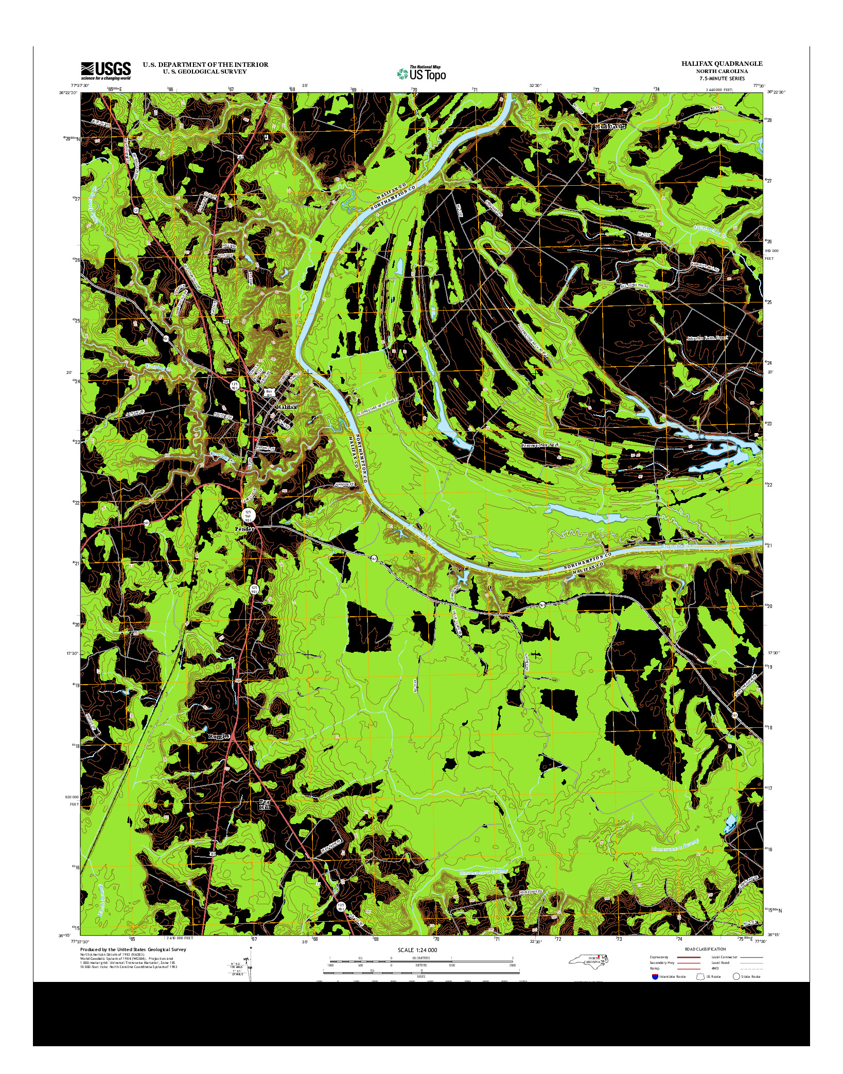 USGS US TOPO 7.5-MINUTE MAP FOR HALIFAX, NC 2013