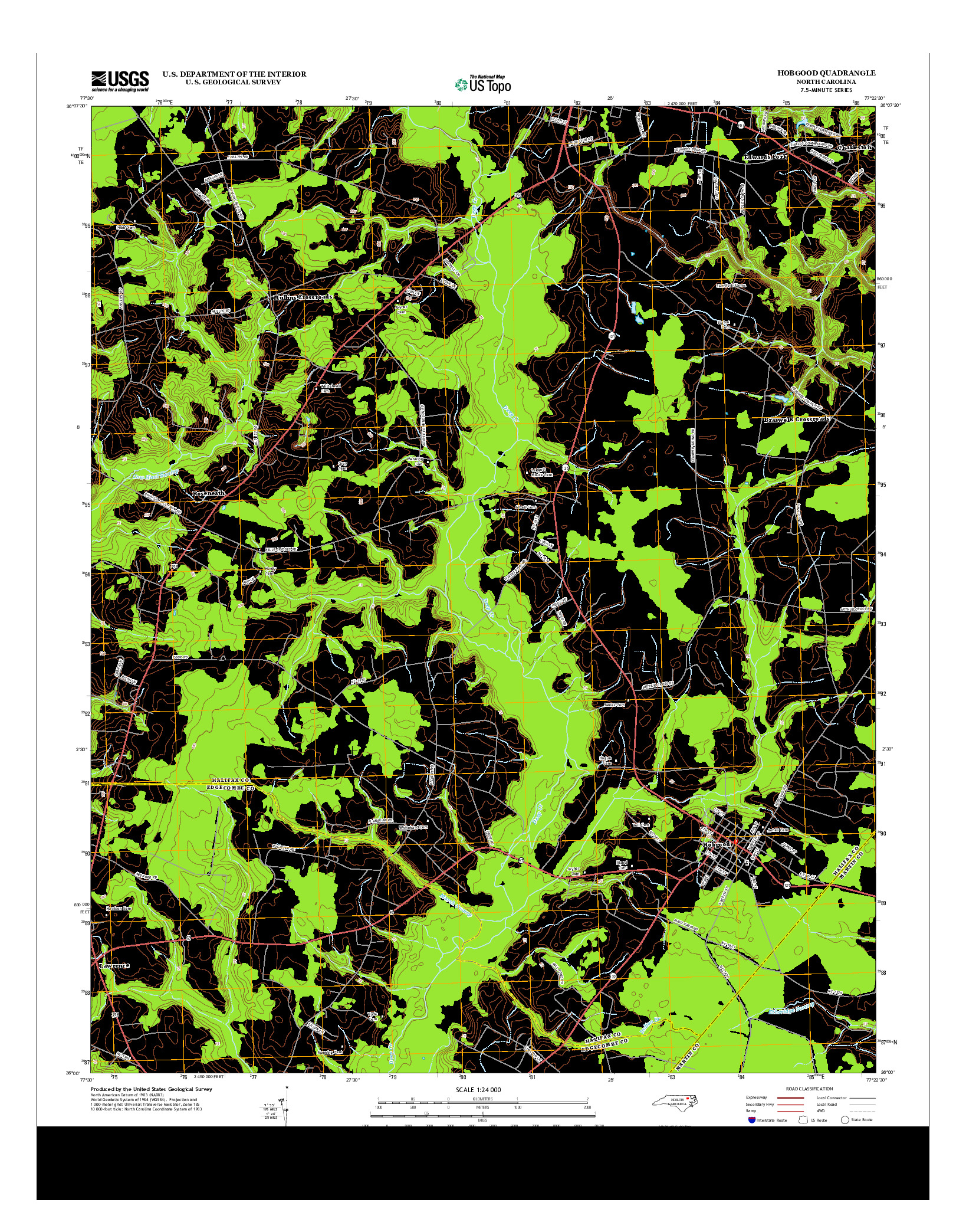 USGS US TOPO 7.5-MINUTE MAP FOR HOBGOOD, NC 2013