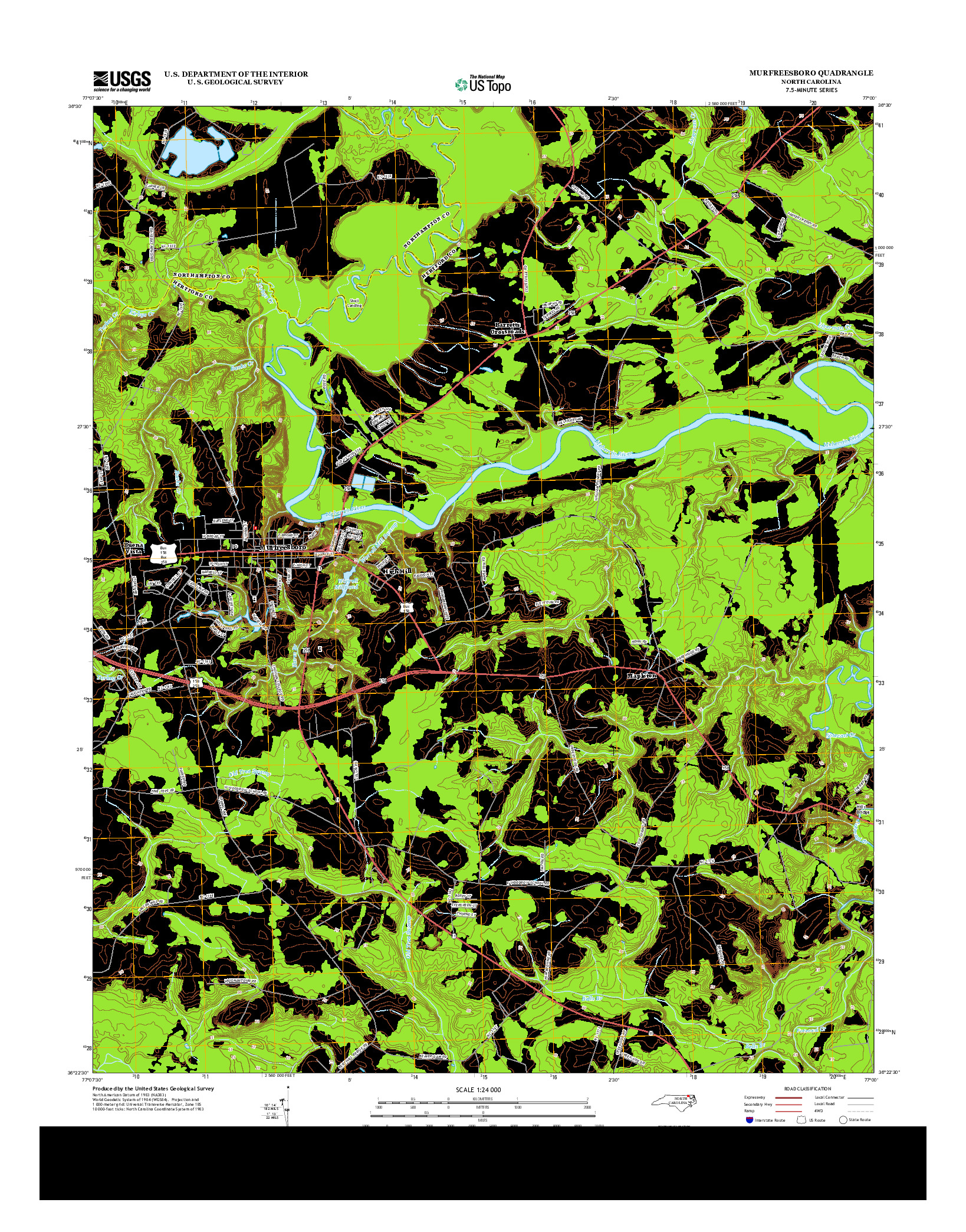 USGS US TOPO 7.5-MINUTE MAP FOR MURFREESBORO, NC 2013