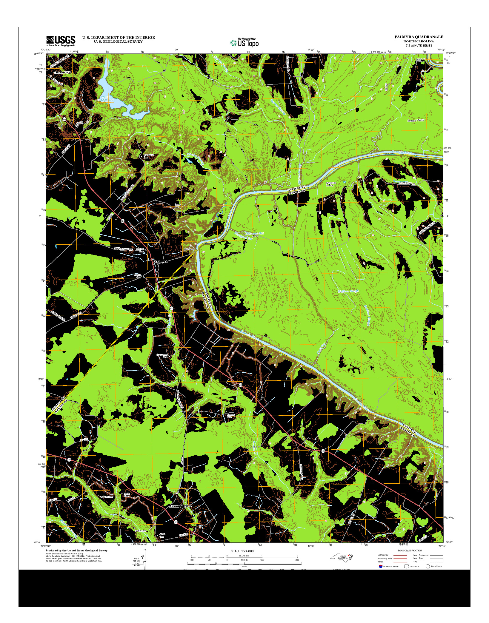 USGS US TOPO 7.5-MINUTE MAP FOR PALMYRA, NC 2013
