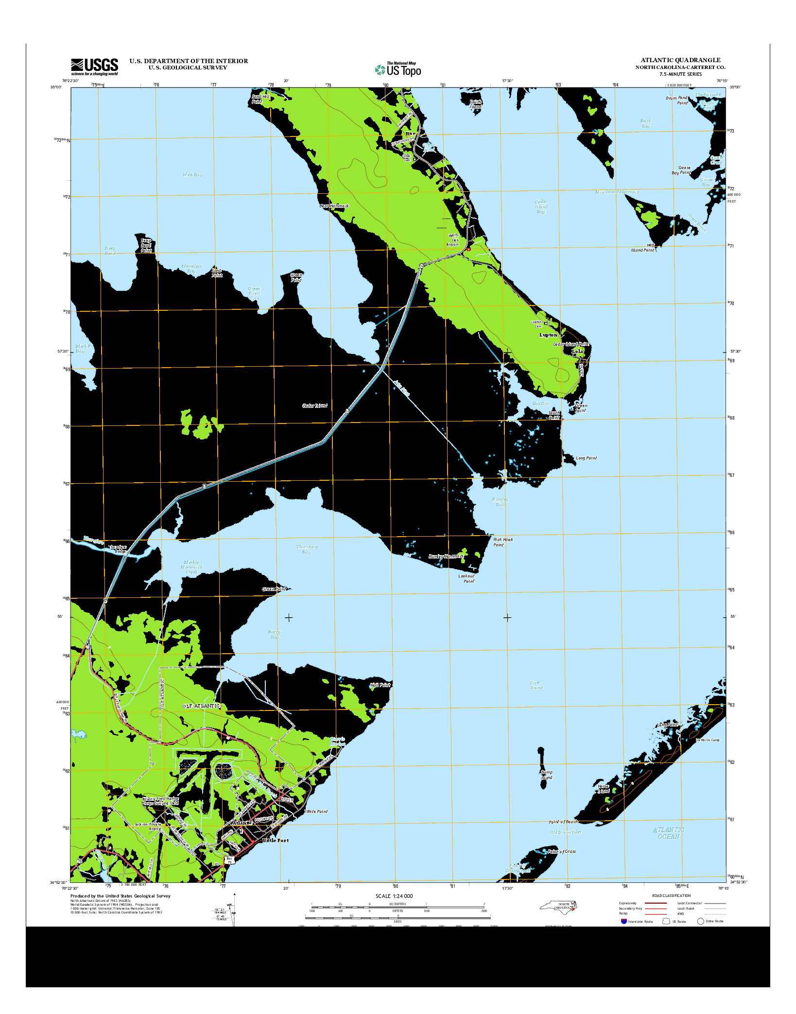 USGS US TOPO 7.5-MINUTE MAP FOR ATLANTIC, NC 2013