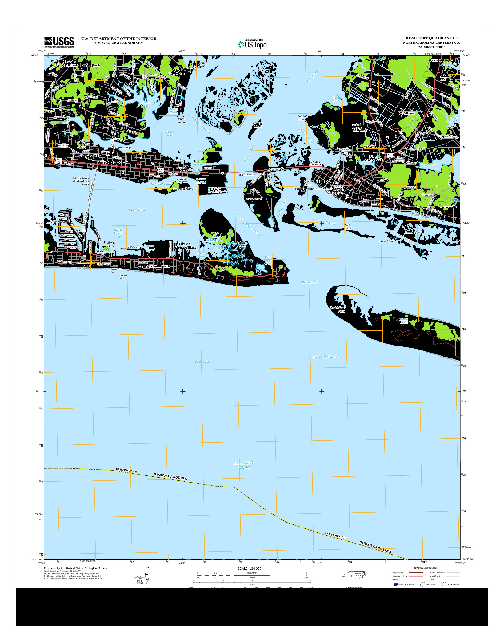 USGS US TOPO 7.5-MINUTE MAP FOR BEAUFORT, NC 2013