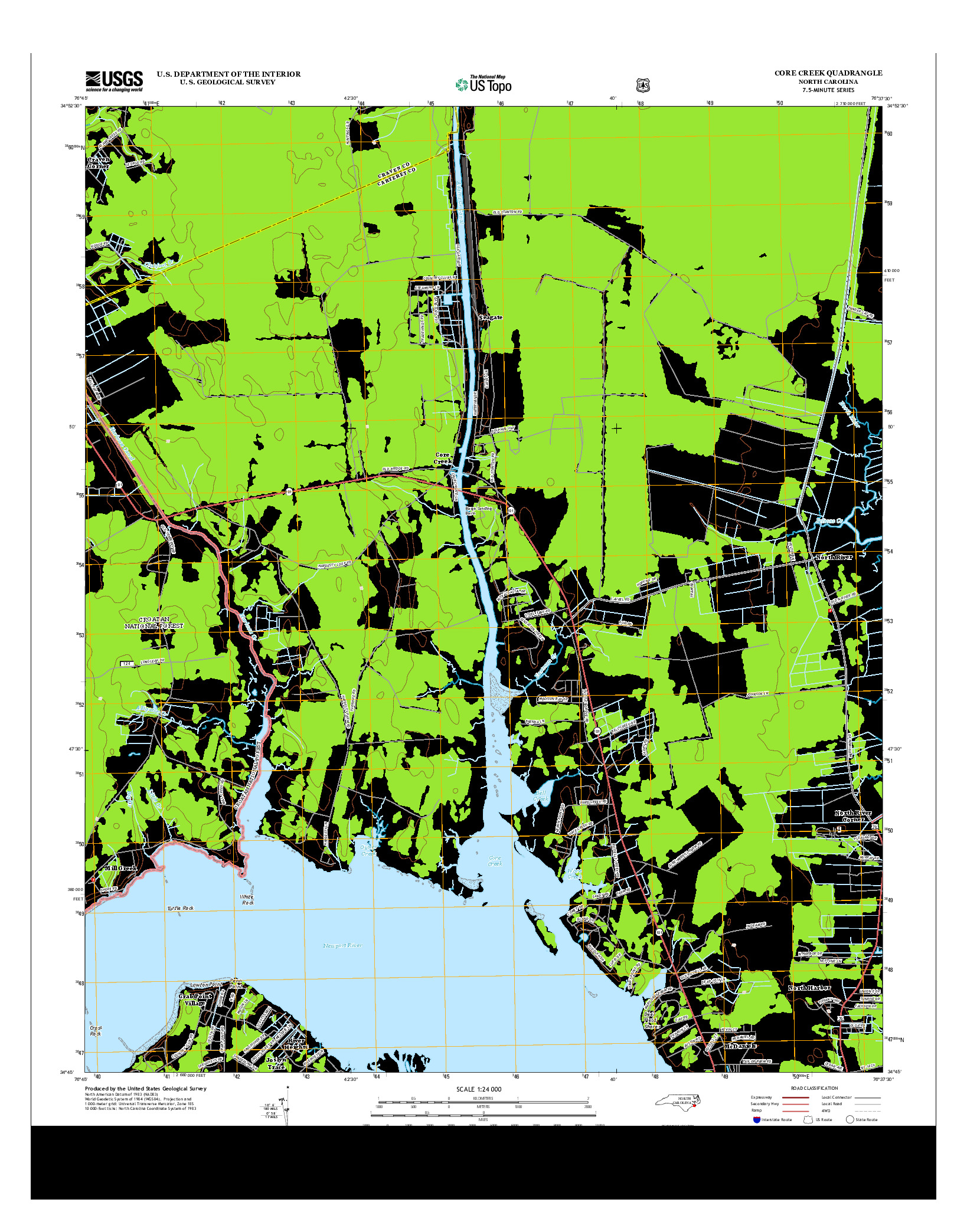 USGS US TOPO 7.5-MINUTE MAP FOR CORE CREEK, NC 2013