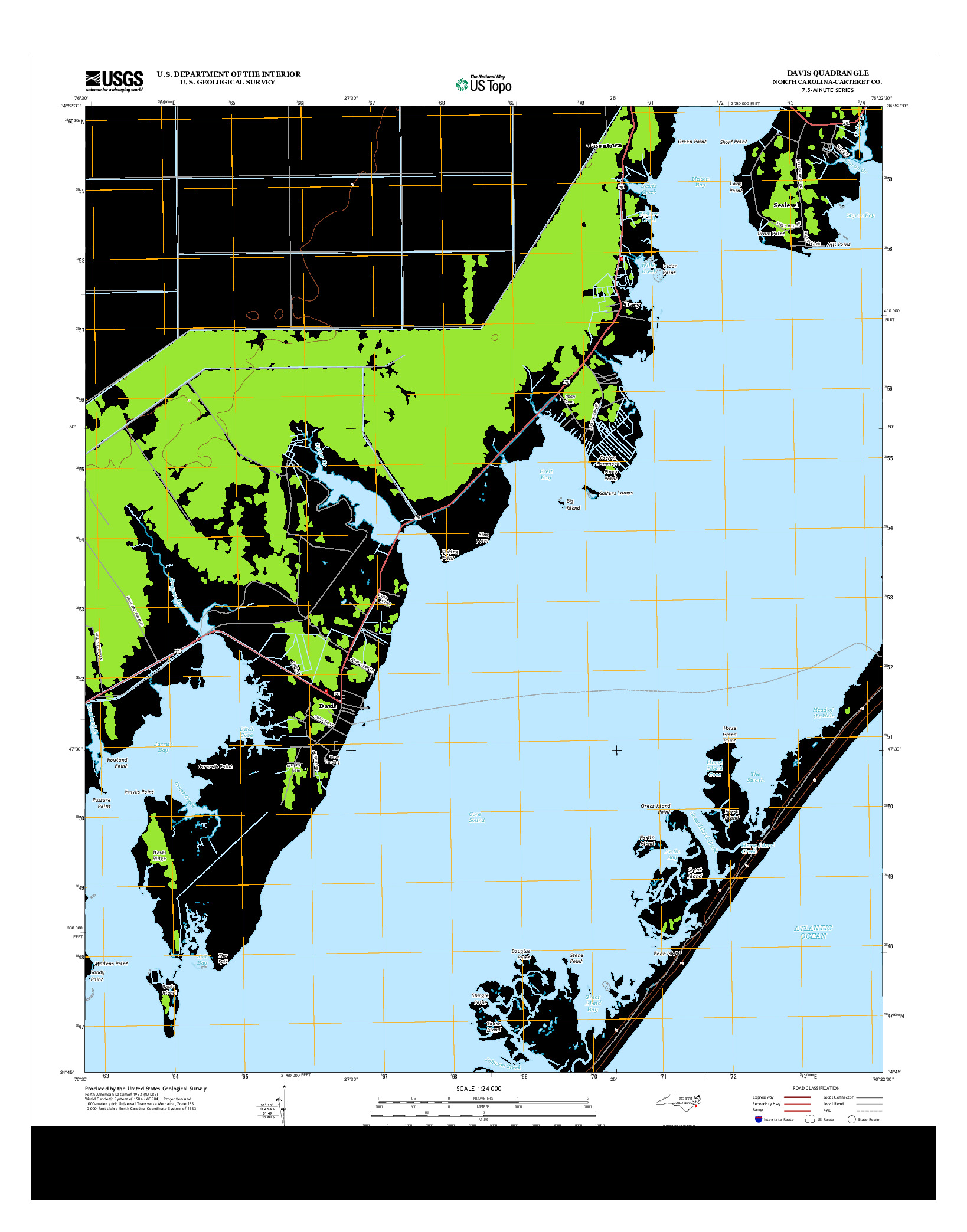 USGS US TOPO 7.5-MINUTE MAP FOR DAVIS, NC 2013