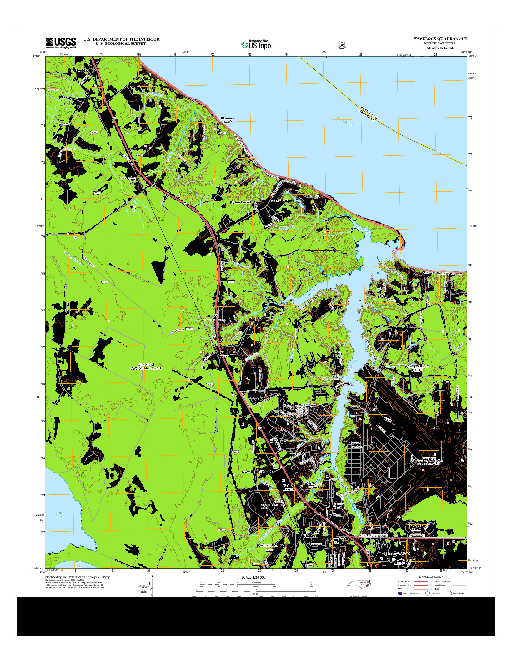 USGS US TOPO 7.5-MINUTE MAP FOR HAVELOCK, NC 2013