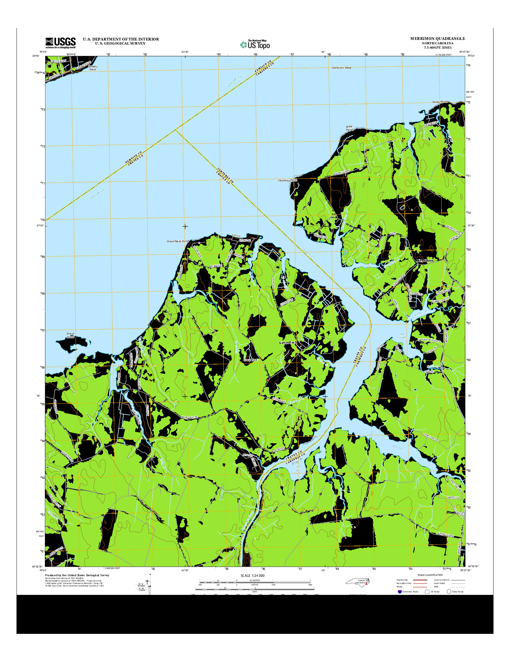 USGS US TOPO 7.5-MINUTE MAP FOR MERRIMON, NC 2013