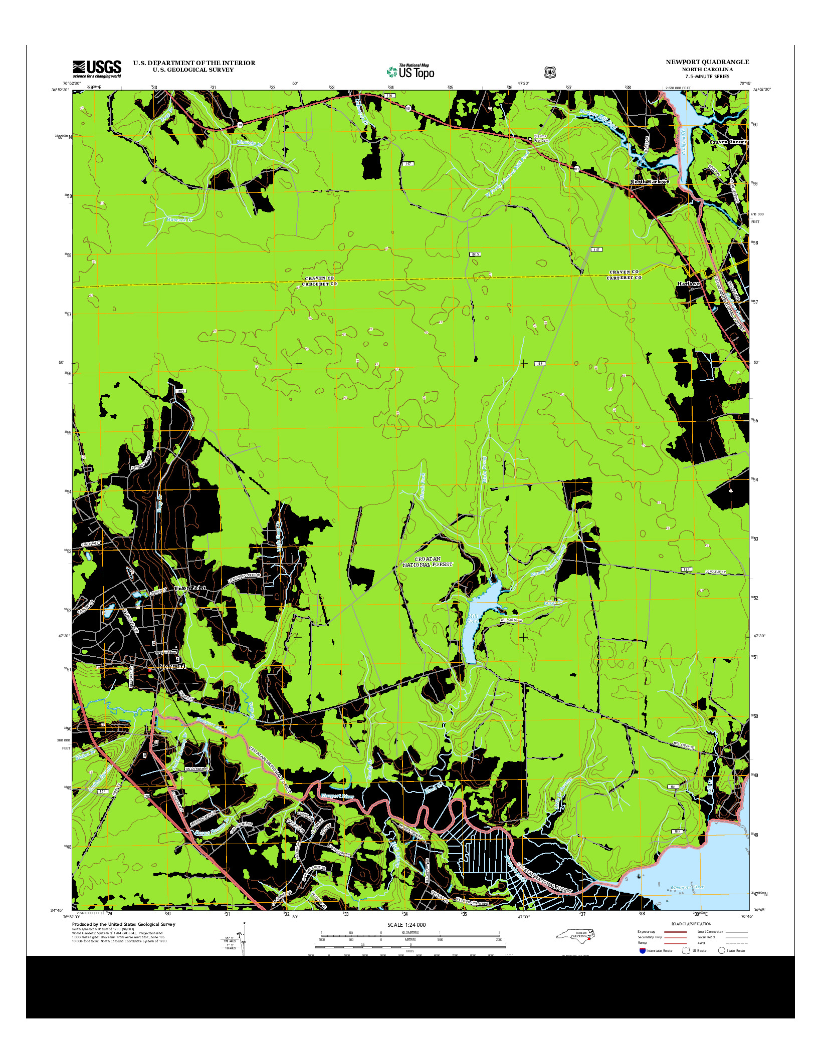 USGS US TOPO 7.5-MINUTE MAP FOR NEWPORT, NC 2013