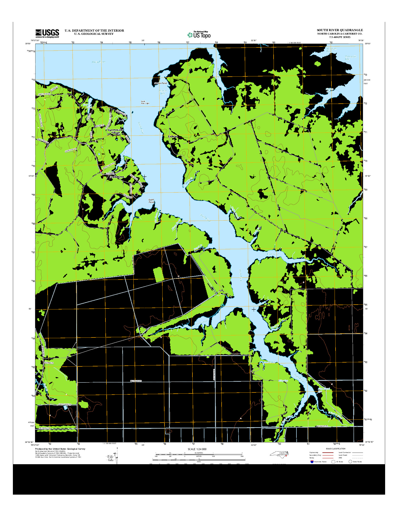 USGS US TOPO 7.5-MINUTE MAP FOR SOUTH RIVER, NC 2013