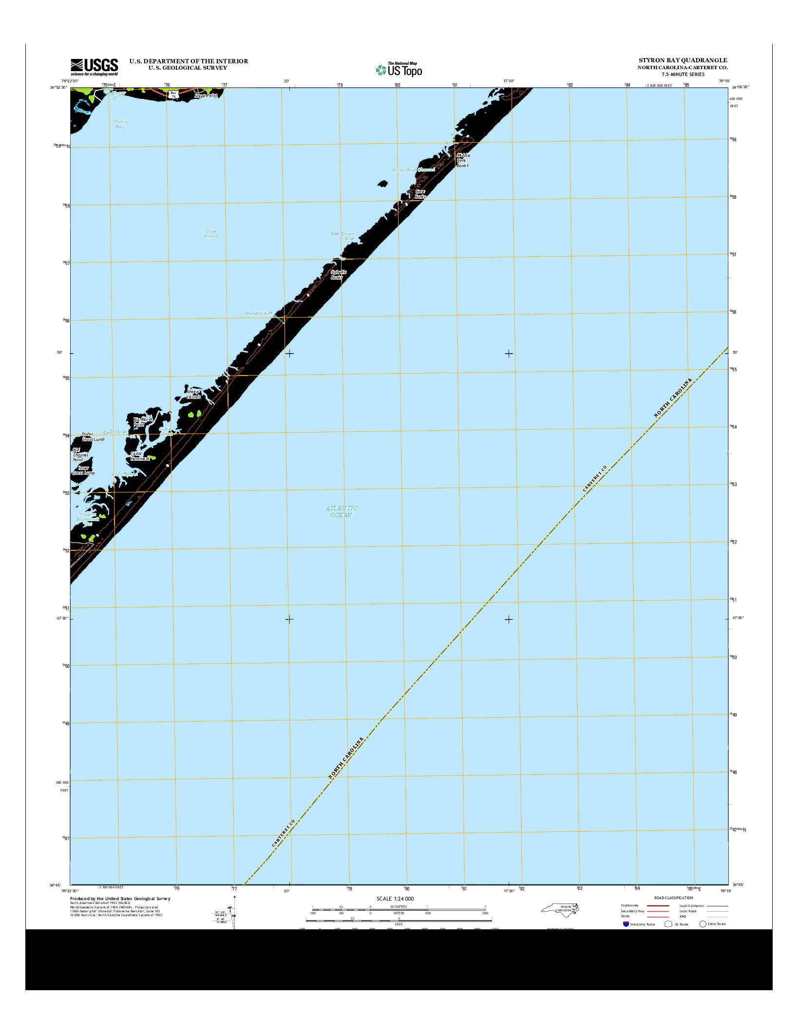 USGS US TOPO 7.5-MINUTE MAP FOR STYRON BAY, NC 2013