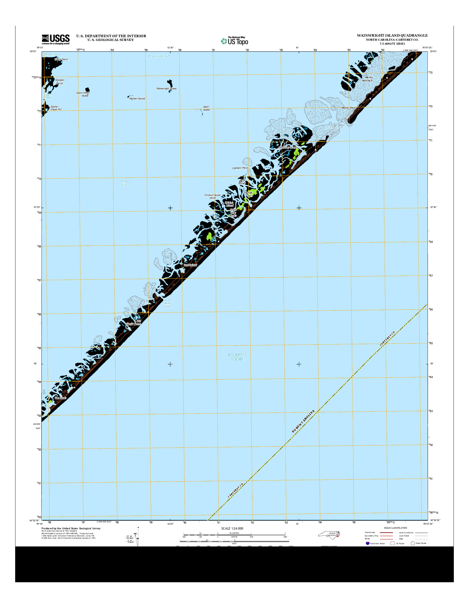 USGS US TOPO 7.5-MINUTE MAP FOR WAINWRIGHT ISLAND, NC 2013
