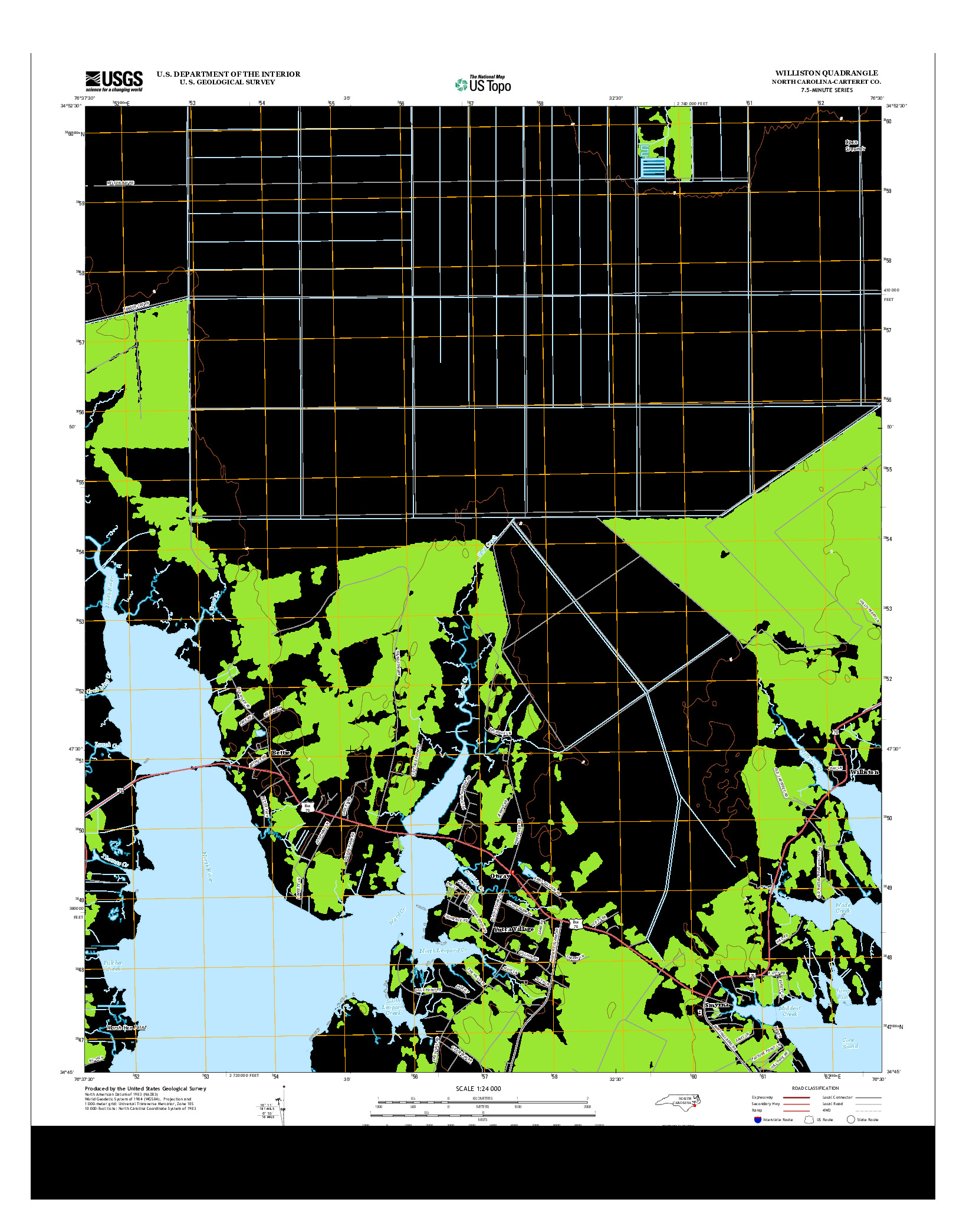 USGS US TOPO 7.5-MINUTE MAP FOR WILLISTON, NC 2013