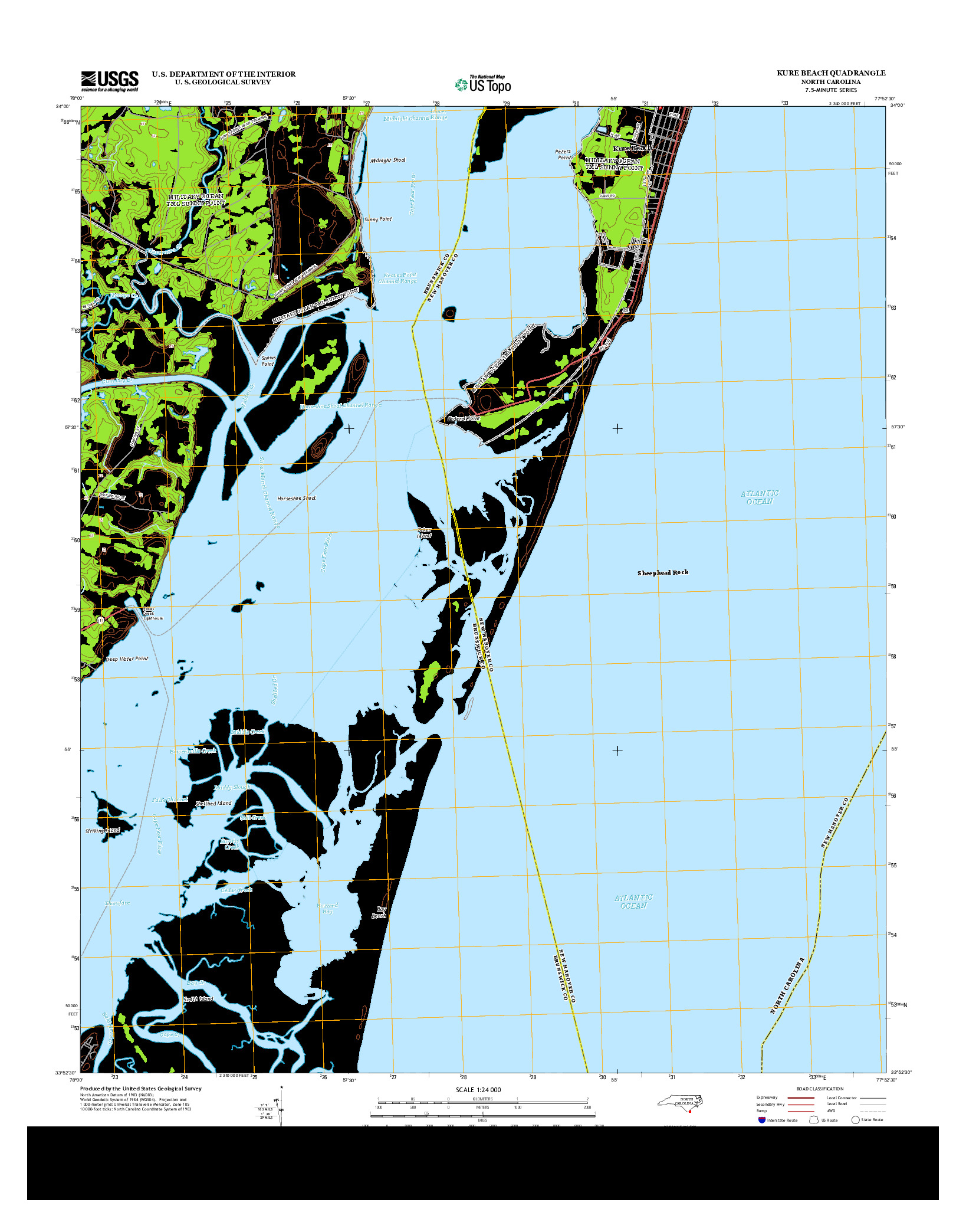 USGS US TOPO 7.5-MINUTE MAP FOR KURE BEACH, NC 2013