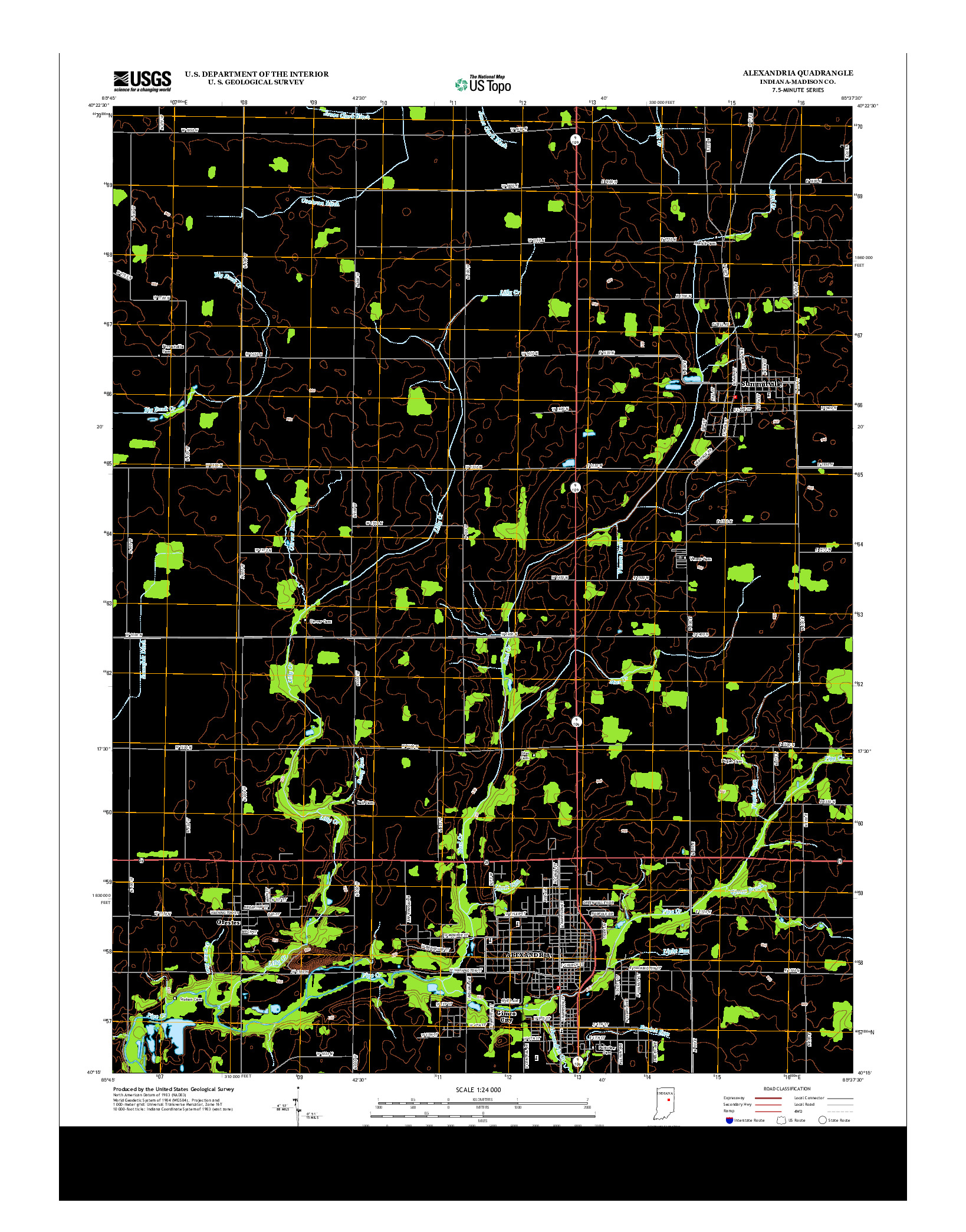 USGS US TOPO 7.5-MINUTE MAP FOR ALEXANDRIA, IN 2013