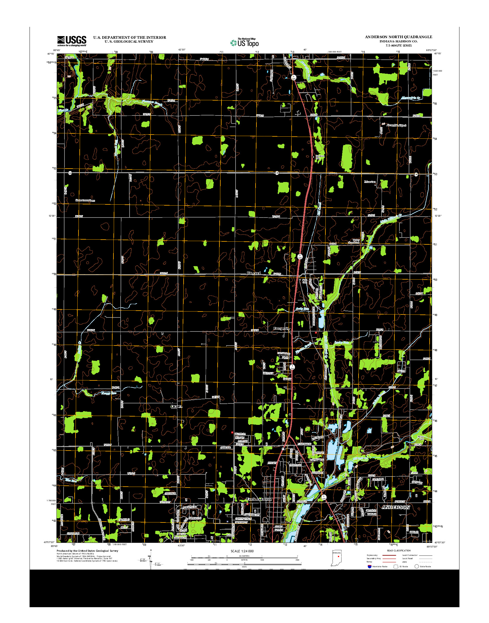 USGS US TOPO 7.5-MINUTE MAP FOR ANDERSON NORTH, IN 2013